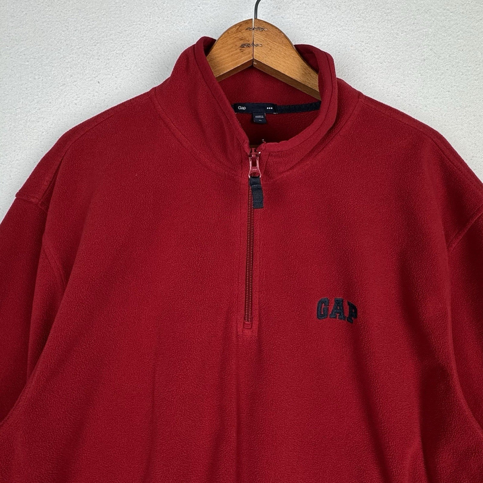 Vintage Gap Fleece 1/4 Zip Long Sleeve Mens XL Red Pullover Shirt Jacket