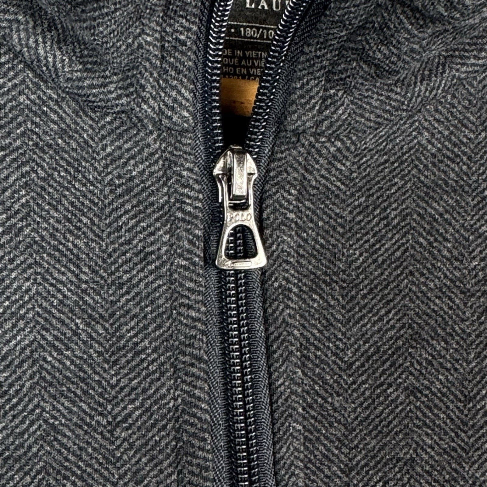 Polo Ralph Lauren 1/4 Zip Soft Sweater Mens L Black Herringbone Cotton Blend