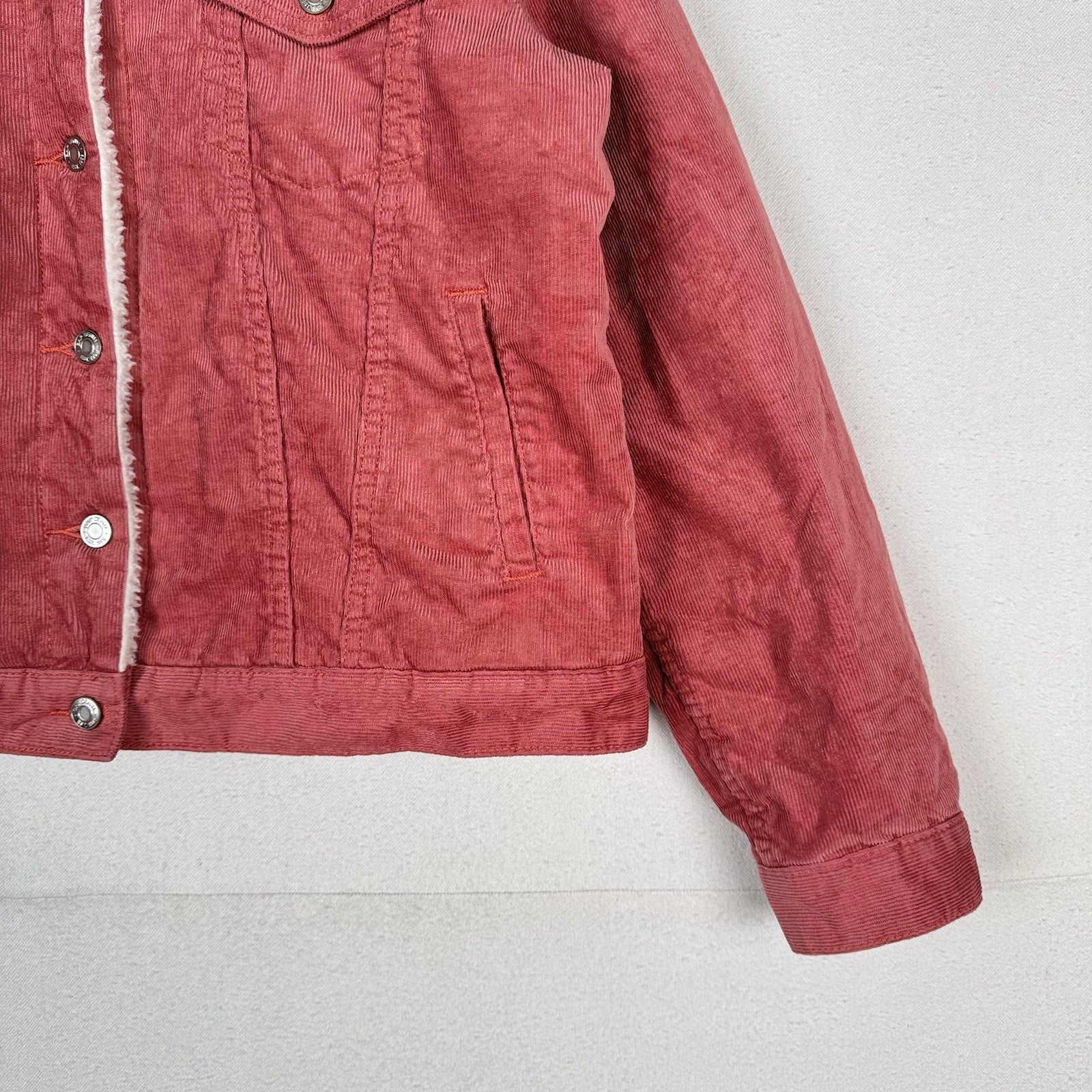 Gap Denim Icon Sherpa Lined Corduroy Jacket Dusty Rose Trucker Boxy Large