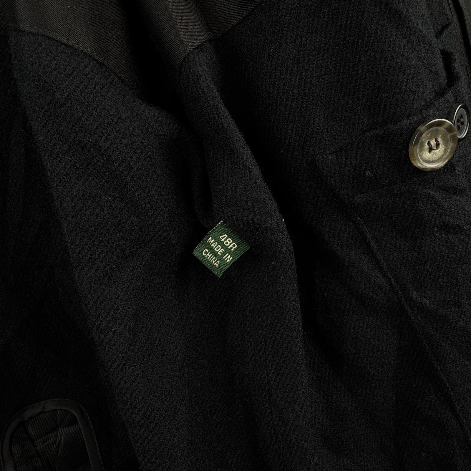 Ralph Lauren Black Trench Coat OverCoat Quilted Cotton Blend Lined Insulated 48R