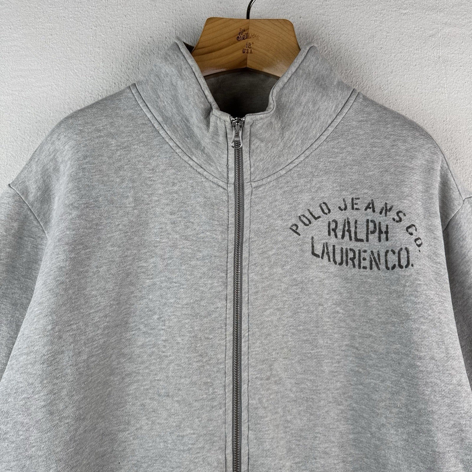 90’s Vtg Polo Jeans Co Ralph Lauren Mens XL Full Zip Gray Sweatshirt Cardigan