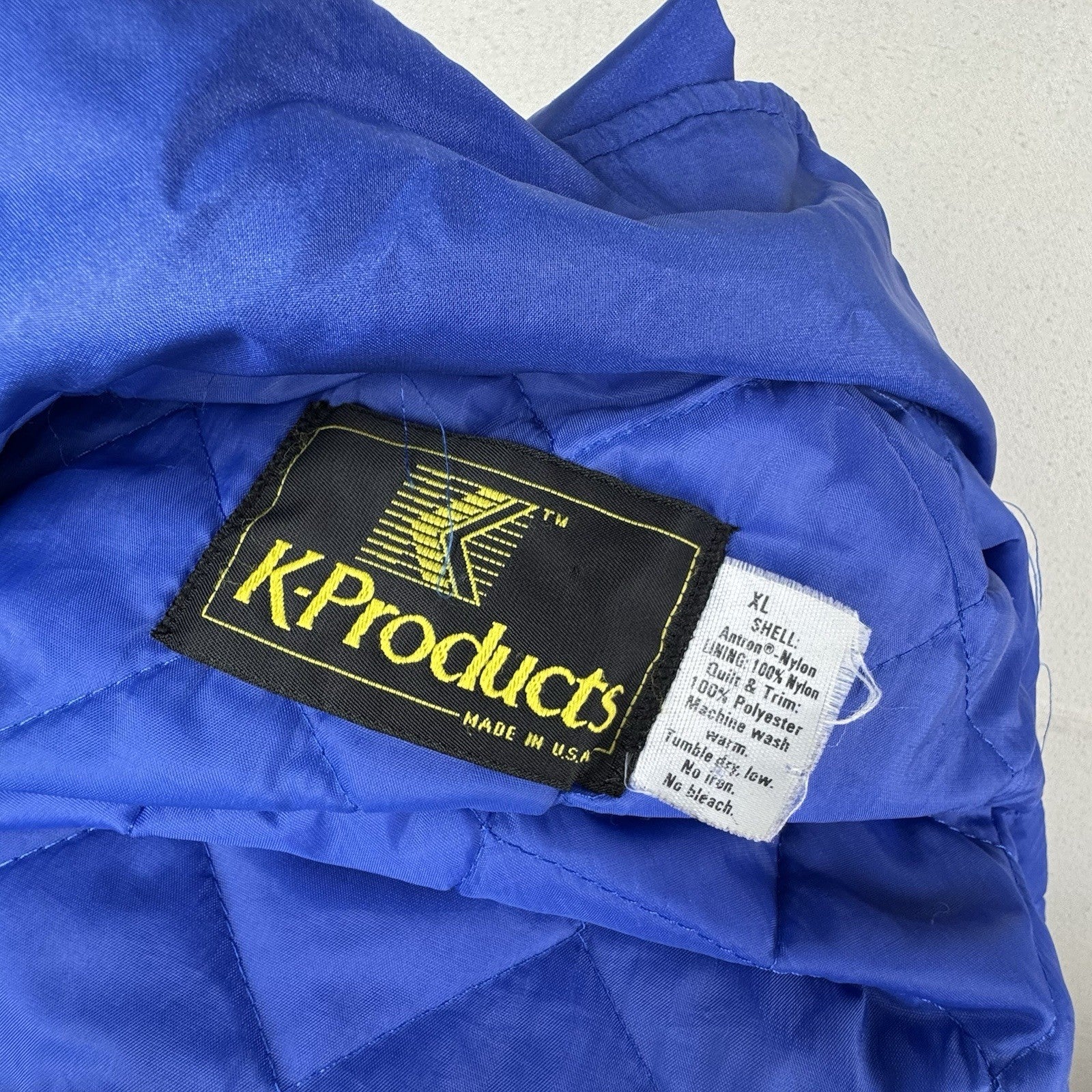 Vintage 80’s Sunoco Promo Bomber Jacket Quilted Lining Blue Men’s XL Made In USA