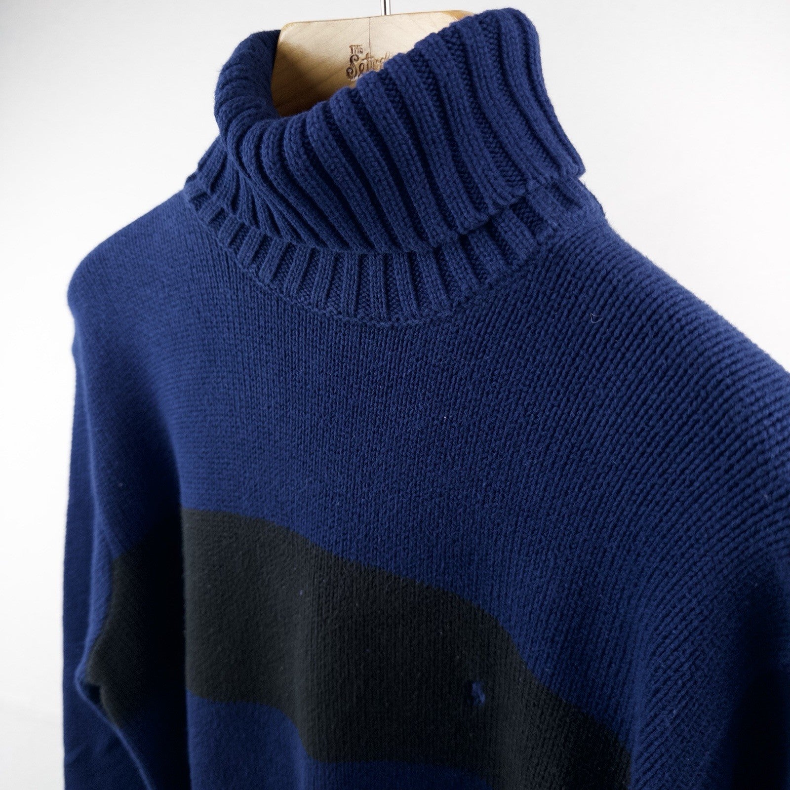 90’s Vtg Polo Ralph Lauren Turtleneck Cotton Sweater Men M Blue Black Stripe