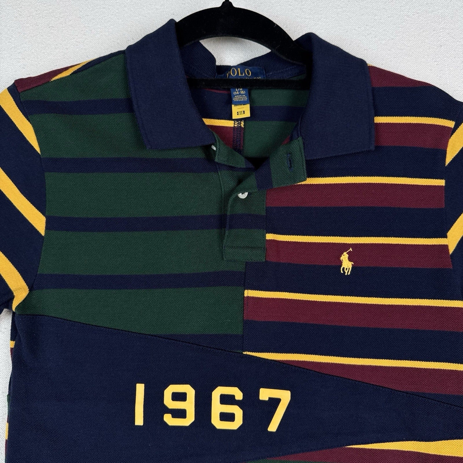 Polo Ralph Lauren Varsity Pennant Polo Shirt Boys L 14-16 Yacht 1967 Rugby