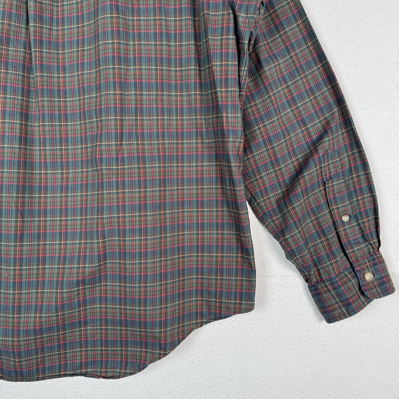 Polo Ralph Lauren Plaid Oxford Button Shirt Men's XL Hunter Green Blue Red