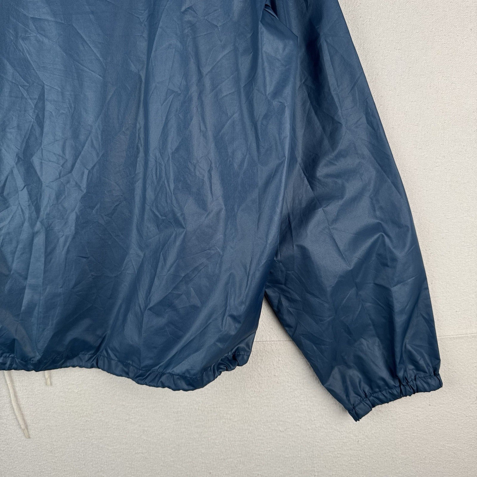 70’s Vtg Lacoste Izod Packable Windbreaker Men's L Kangaroo Pouch 1/4 Zip Blue