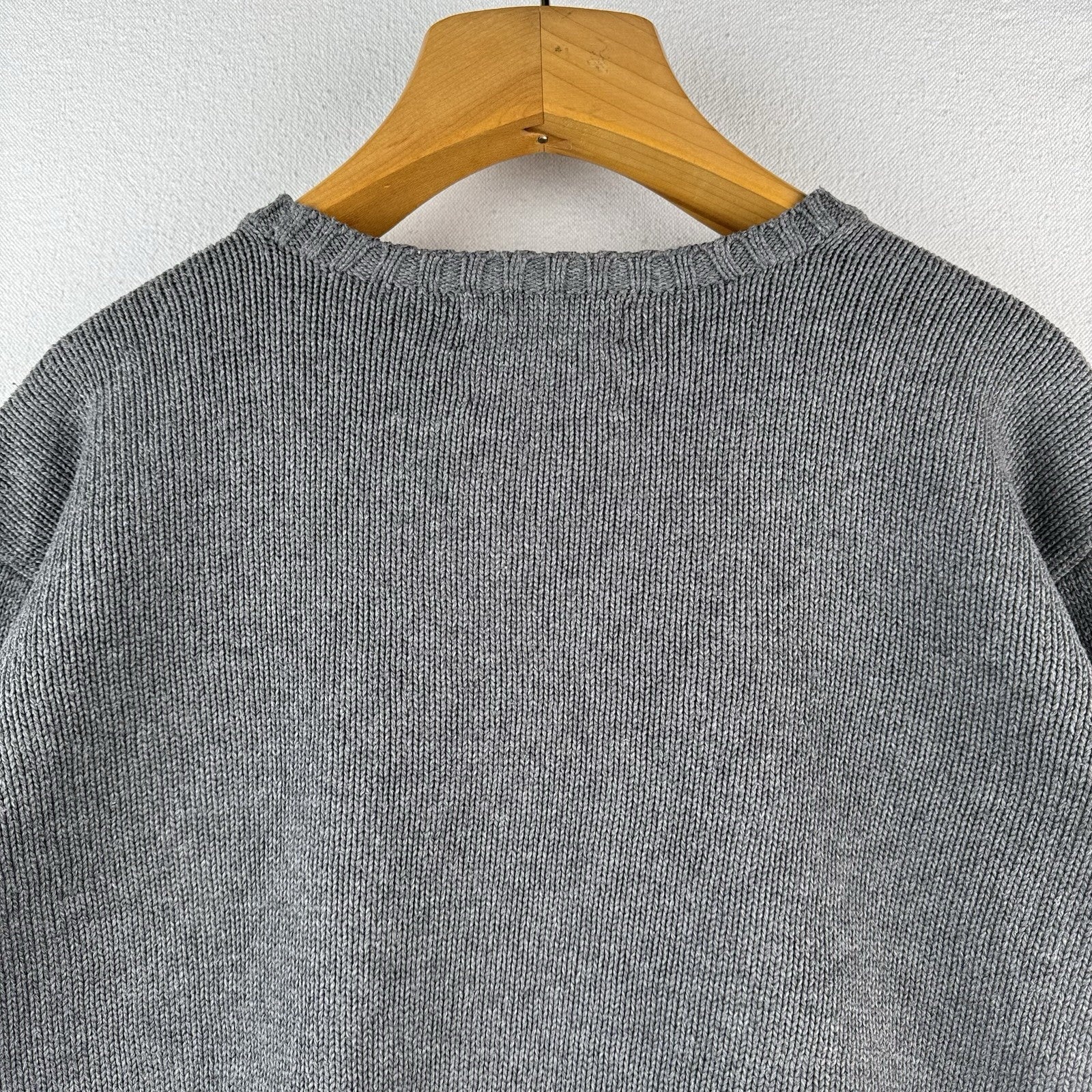 90's Vtg Polo Ralph Lauren Cotton Gray Knit Crewneck Sweater Men's 2XL Blue Pony