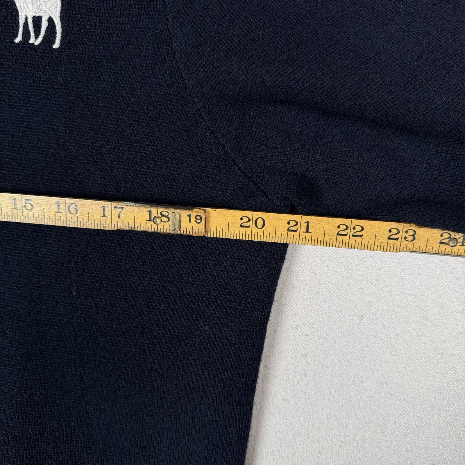 Abercrombie Fitch Men’s XL Wool Knit Navy Blue Cardigan Sweater Moose Logo