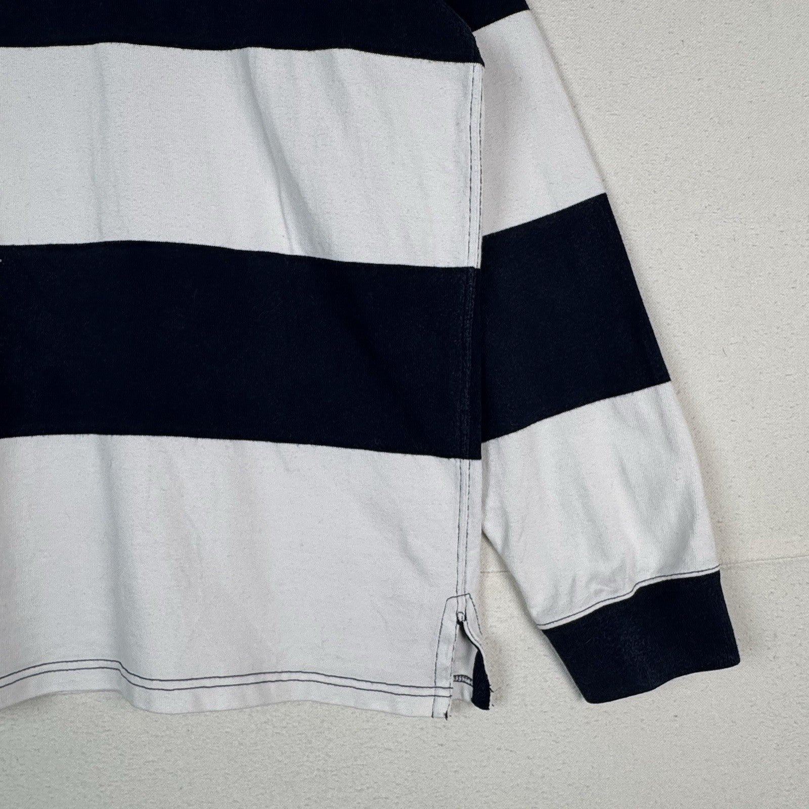 Vintage Polo Ralph Lauren Blue White Striped Rugby Shirt Mens XL
