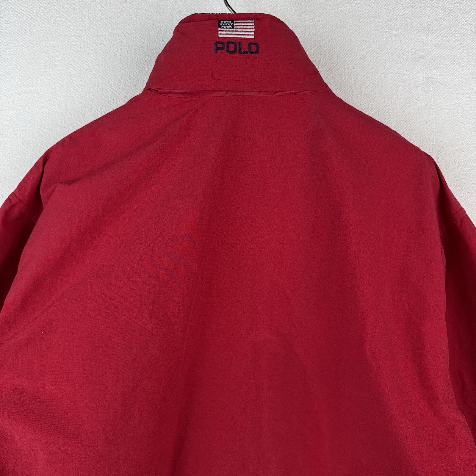 90’s Vtg Polo Ralph Lauren Jacket Men’s L Red A-2 Bomber Fleece Stowaway Hood
