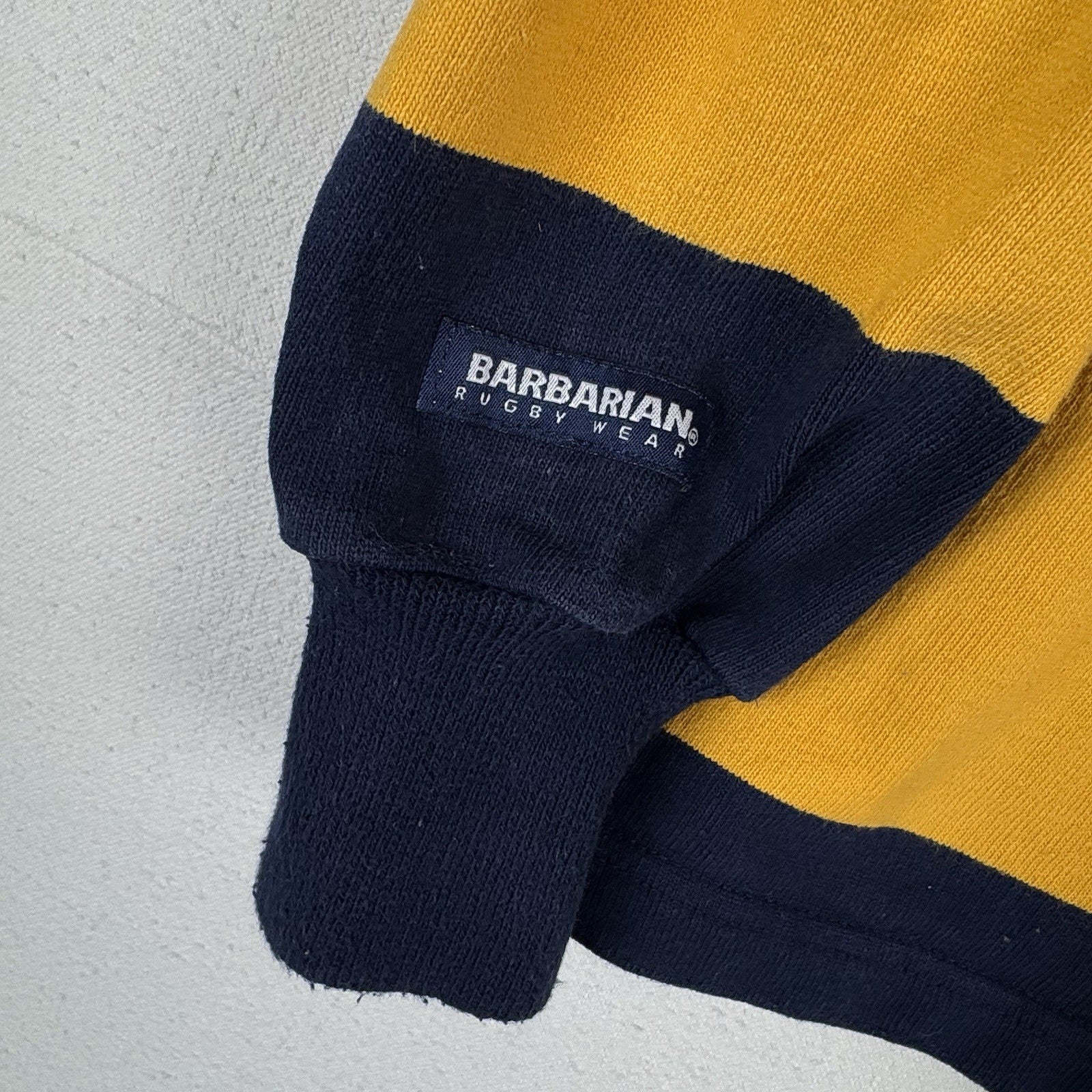 Barbarian Rugby Wear Men’s Large Soccer Navy & Yellow Striped Rugby Shirt