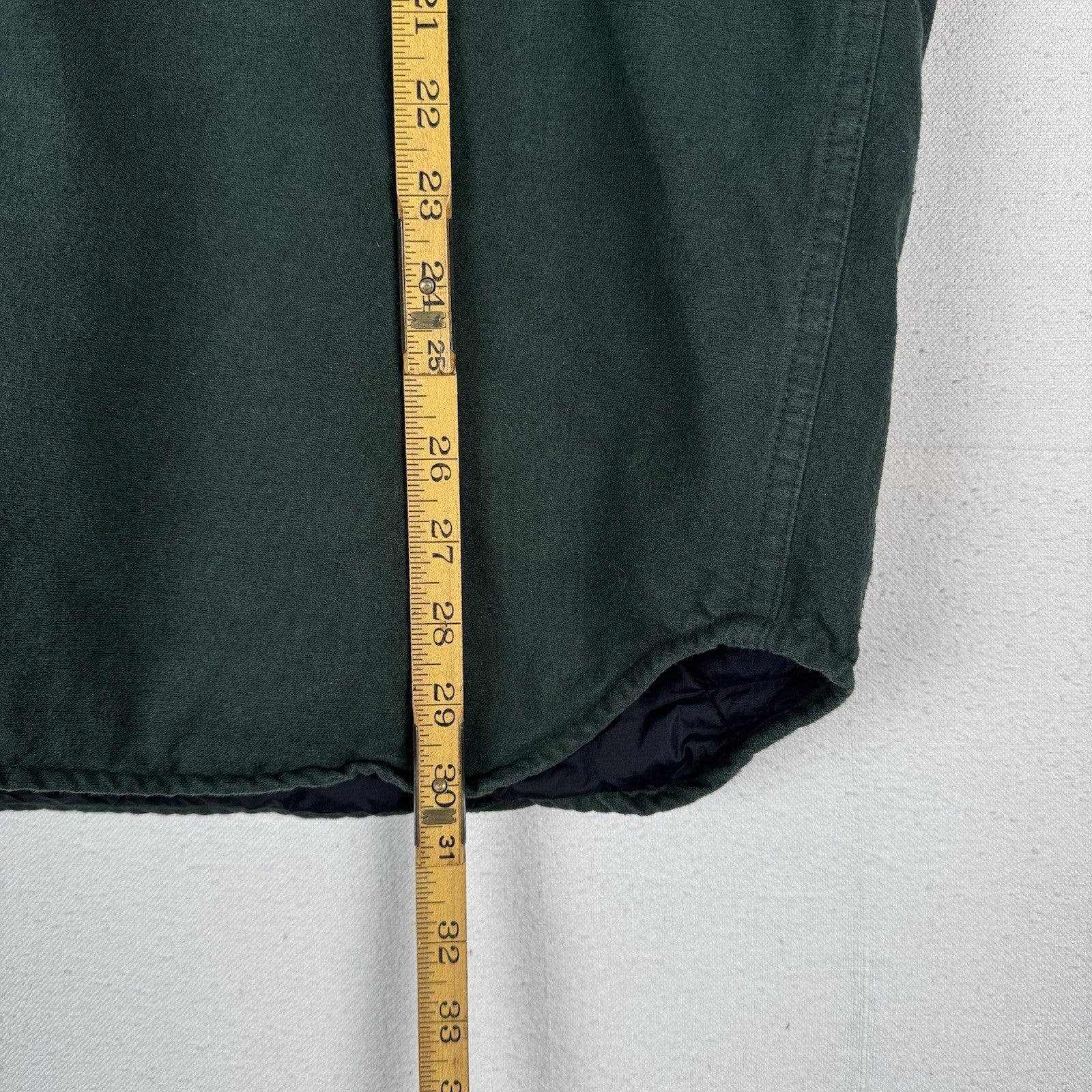 L.L. Bean Ultra Insulated Green Snap Shirt Jacket Men's Large 100% Cotton