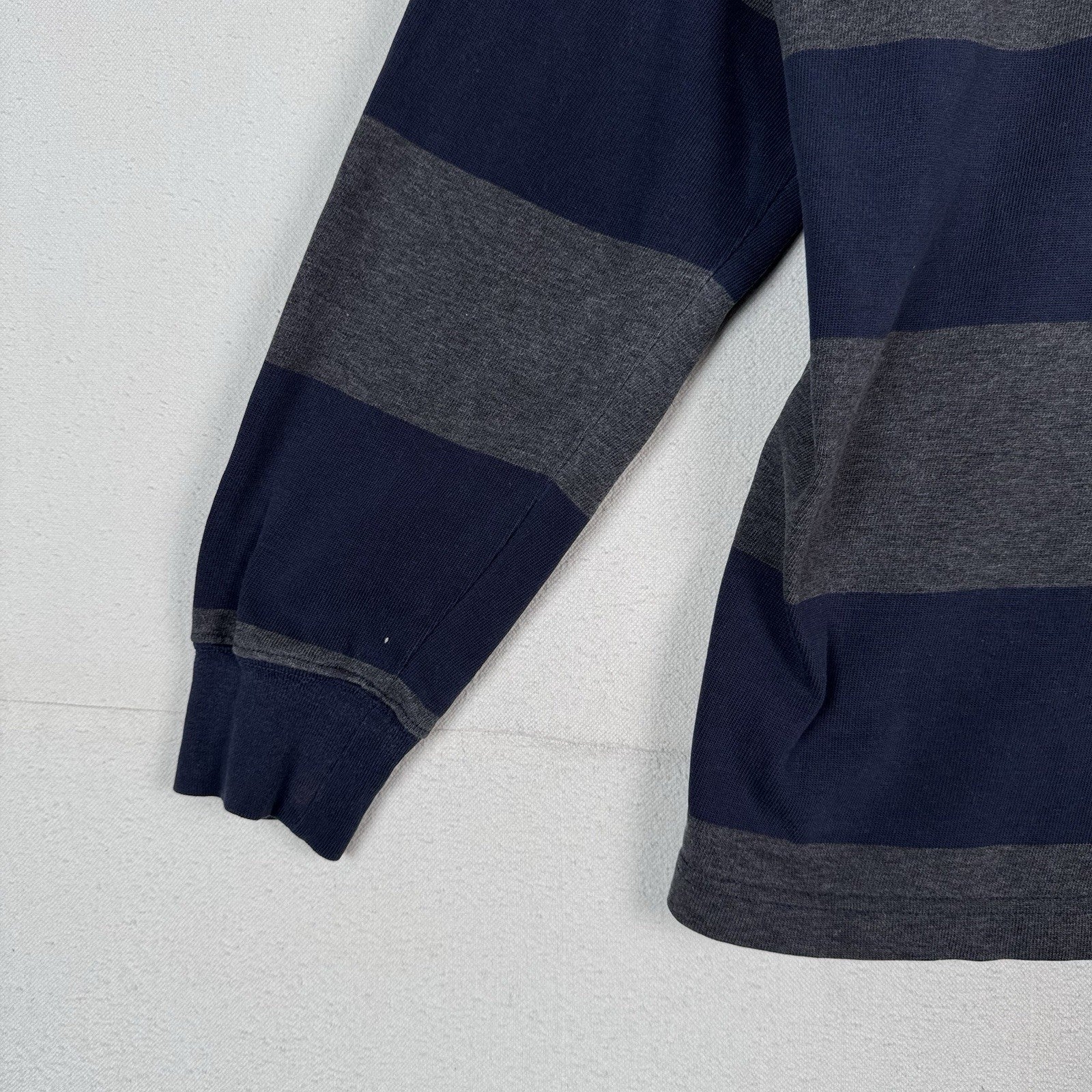 Brooks Brothers Rugby Shirt Men's Medium Blue Gray 346 Striped Polo *Distressed