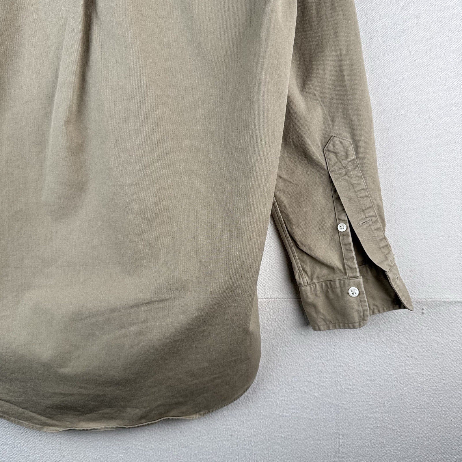 Vintage Polo Ralph Lauren Button Down Shirt Men's Small Large Khaki 100% Cotton