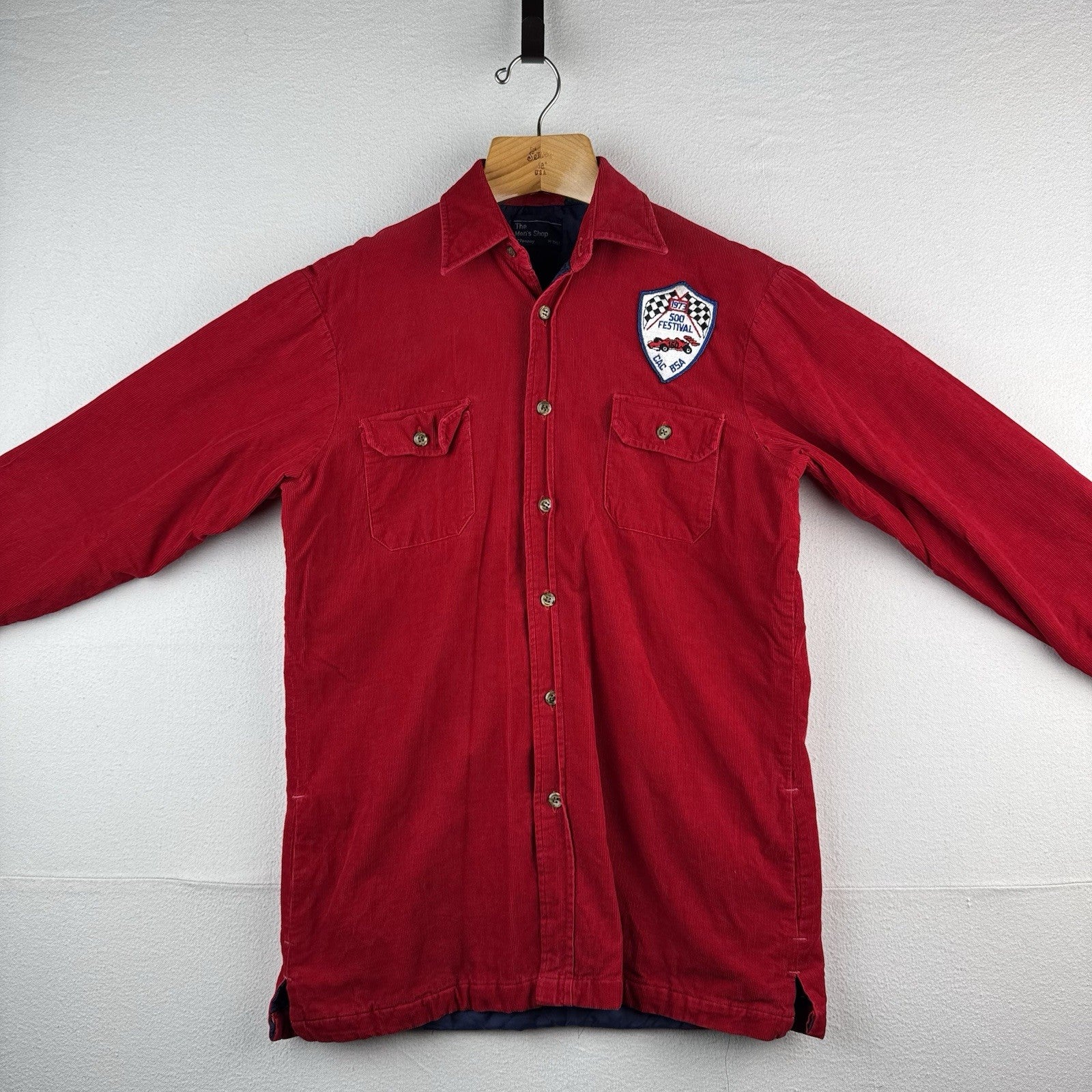 70’s Vtg JCPenney The Men’s Shop Men’s M Red Corduroy Quilt Jacket ‘73 BSA Patch