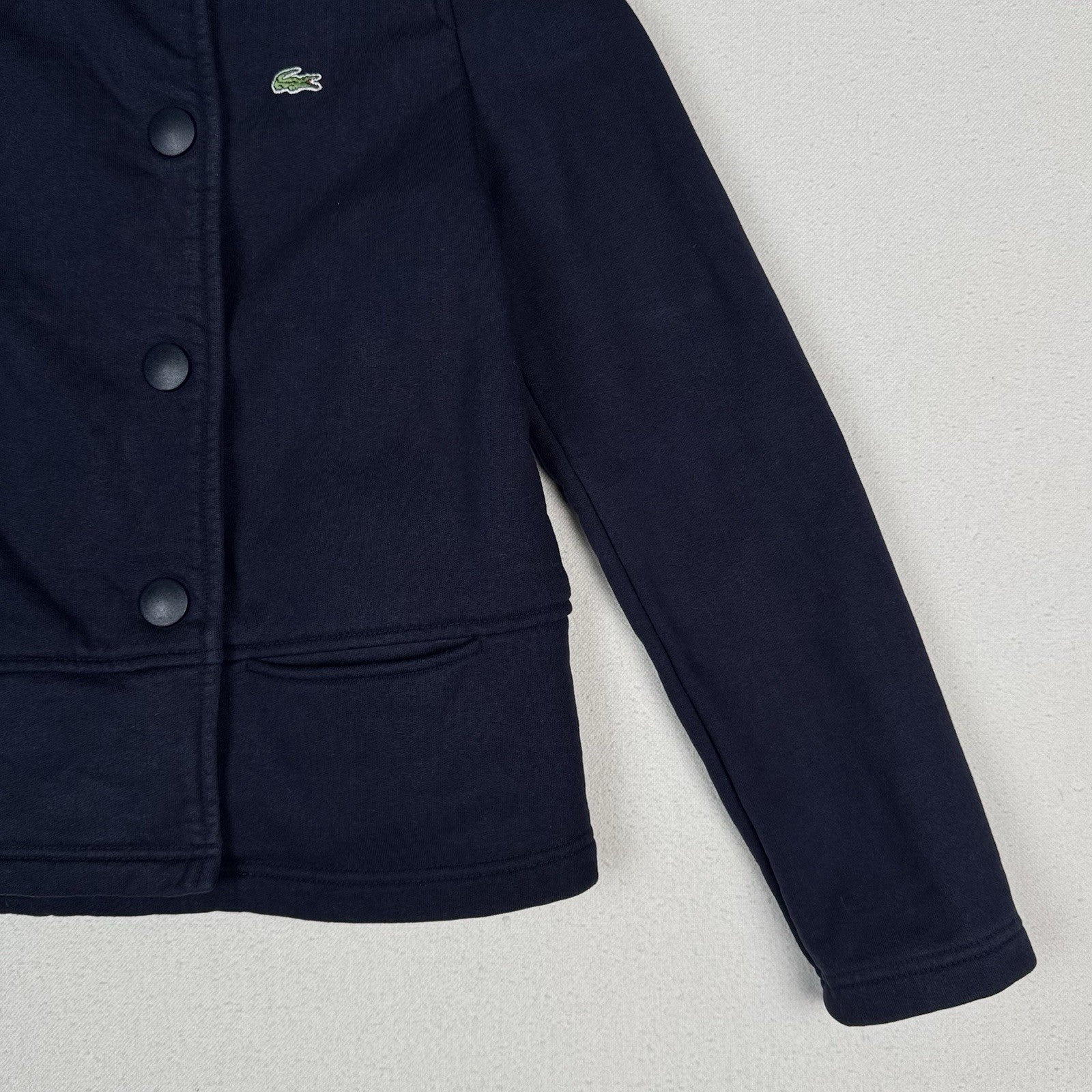 Lacoste Jacket Women’s Double Breasted Navy Canvas Peacoat 100% Cotton Size 42