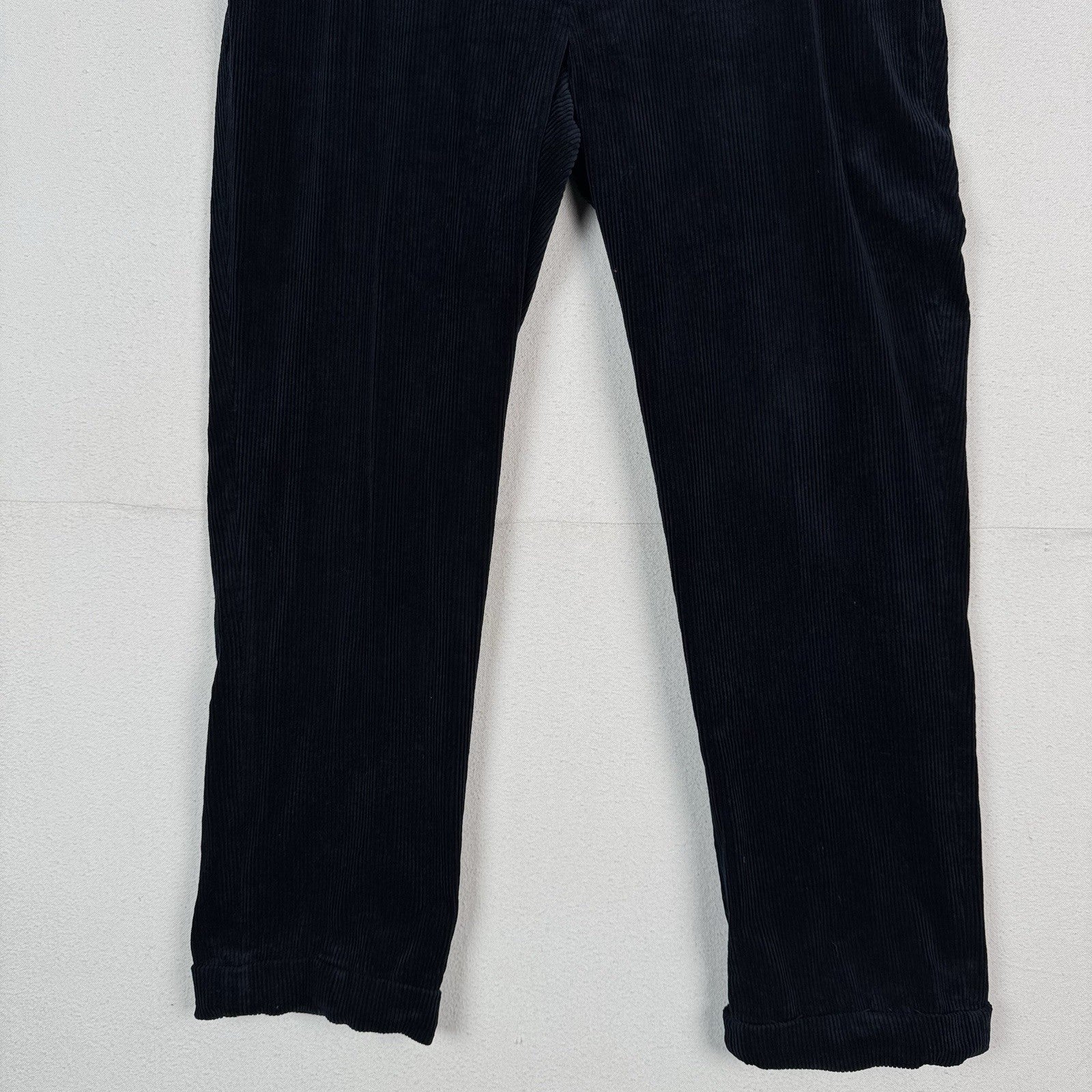 Vintage Polo Ralph Lauren Pants Mens 36x30 Navy Blue Thick Corduroy Baggy Cuffed