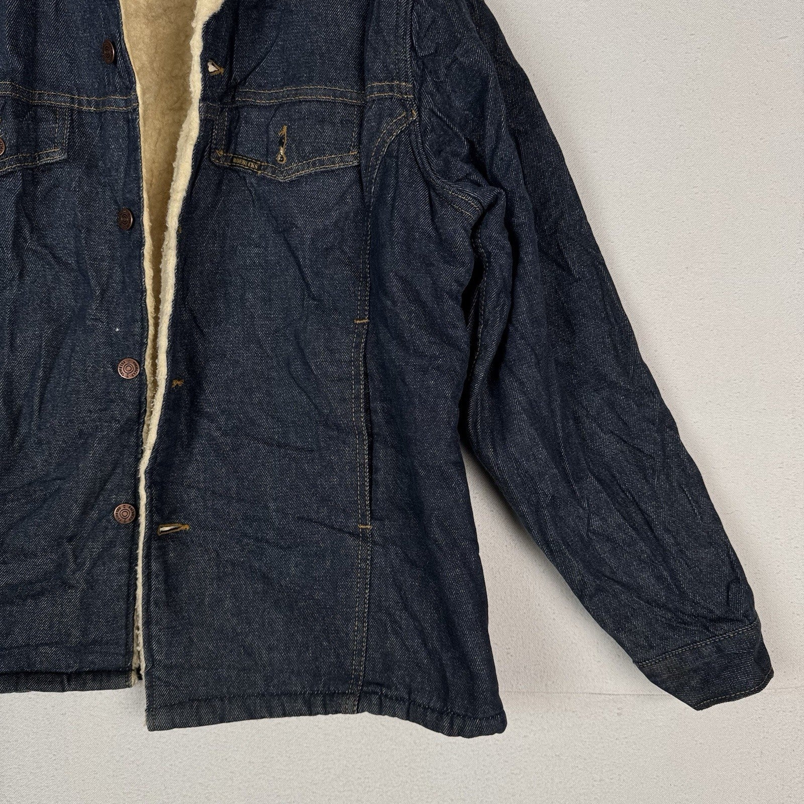 Vintage Sears Roebucks 70's Denim Sherpa Lined USA Western Jacket 44R *Unwashed