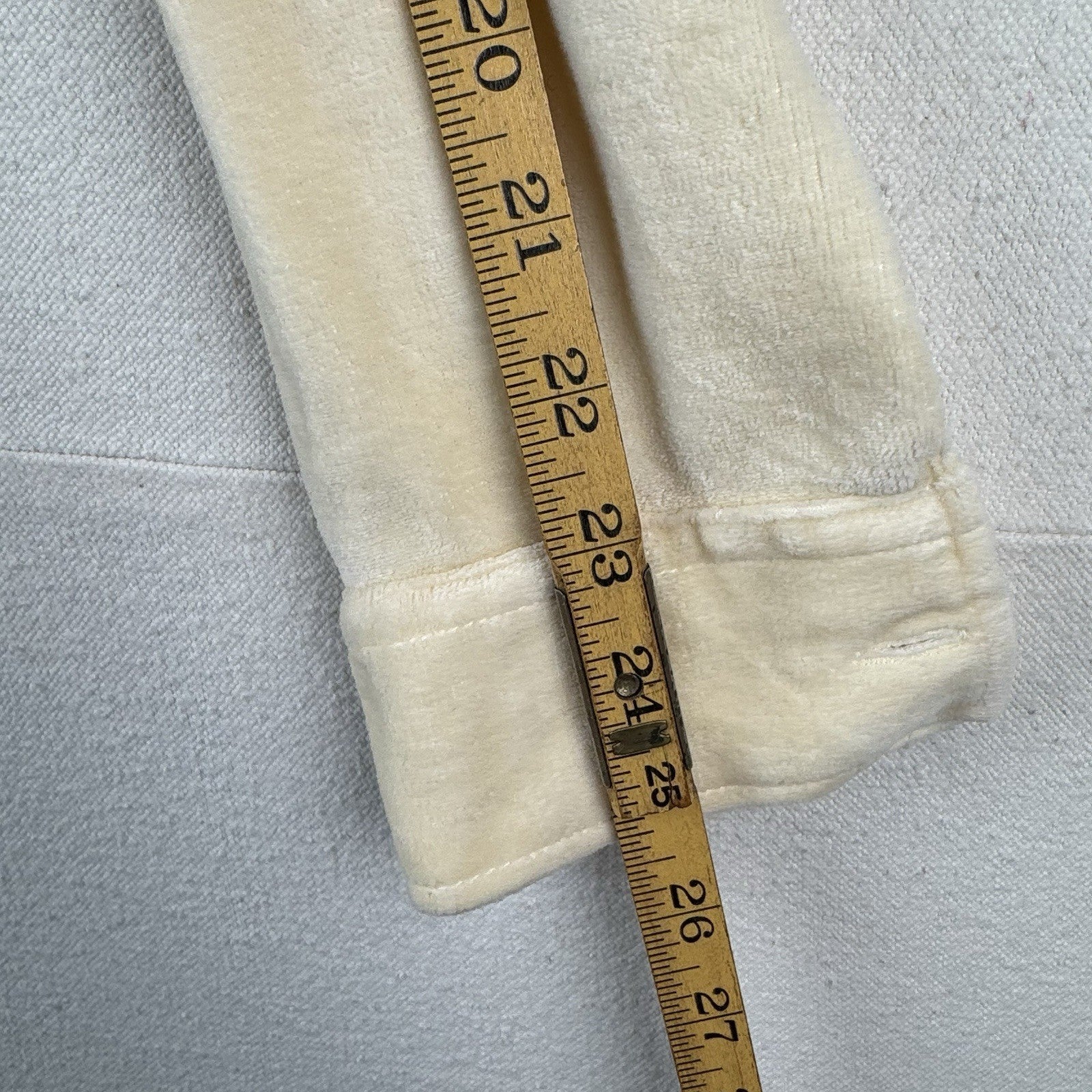 60-70s Vtg Van Heuson Wimbledon Velour Mens L Long Sleeve Polo Shirt Cream *Read