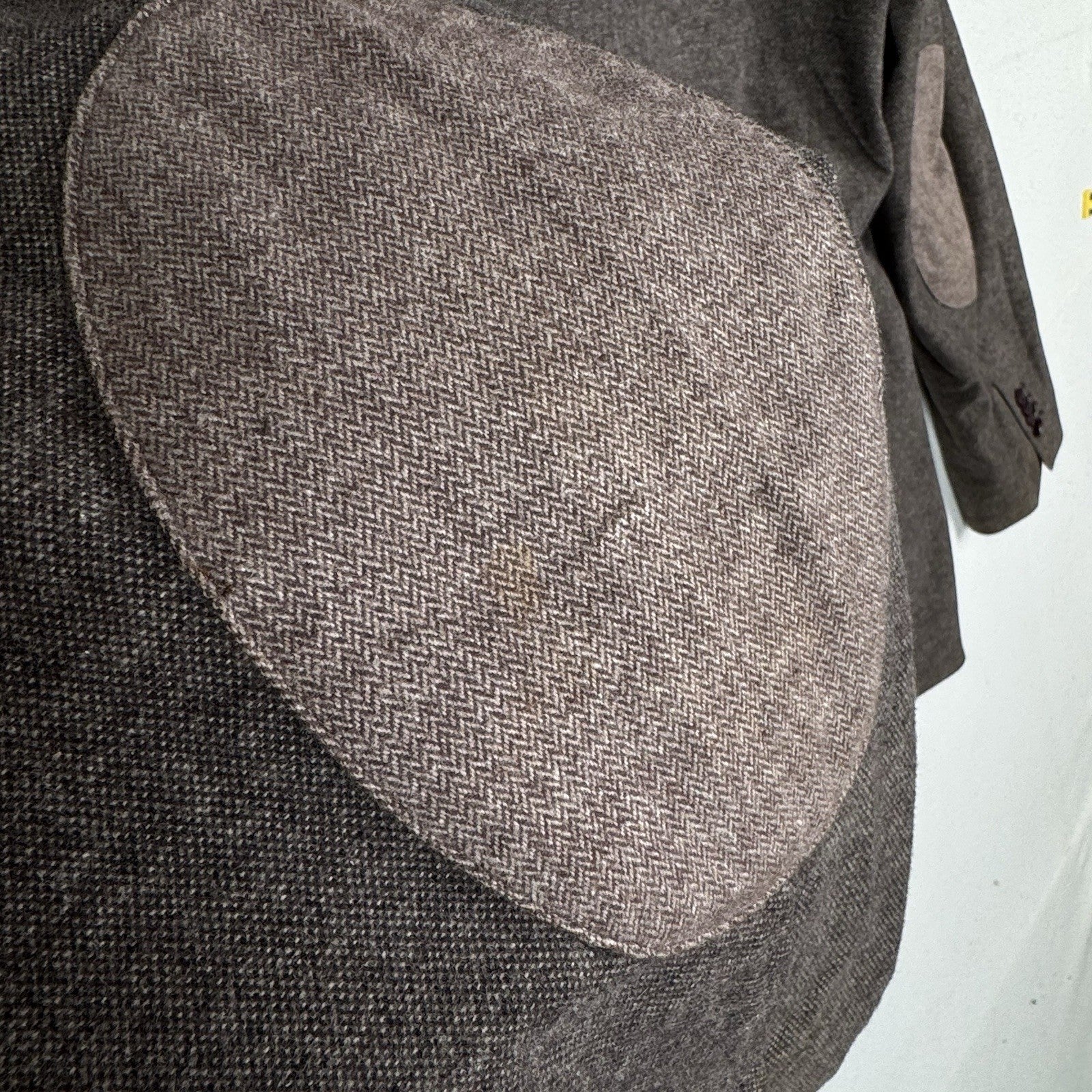 Banana Republic Mens Tailored Fit 48L Brown Textured Weave Italian Elbow Patches