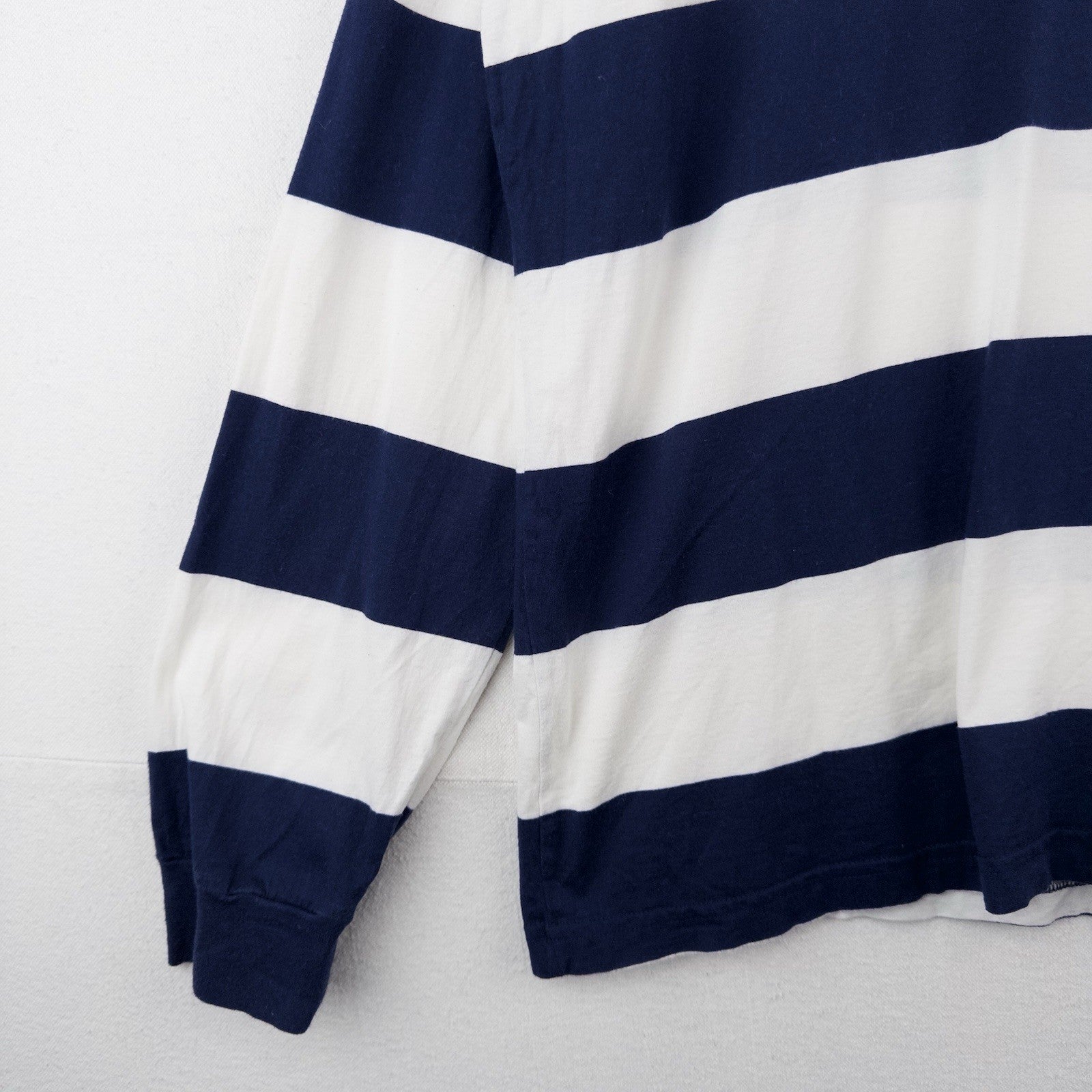 90’s Vtg Polo Ralph Lauren V-neck Sailor Stripe Shirt Men’s L Pima Cotton Blue