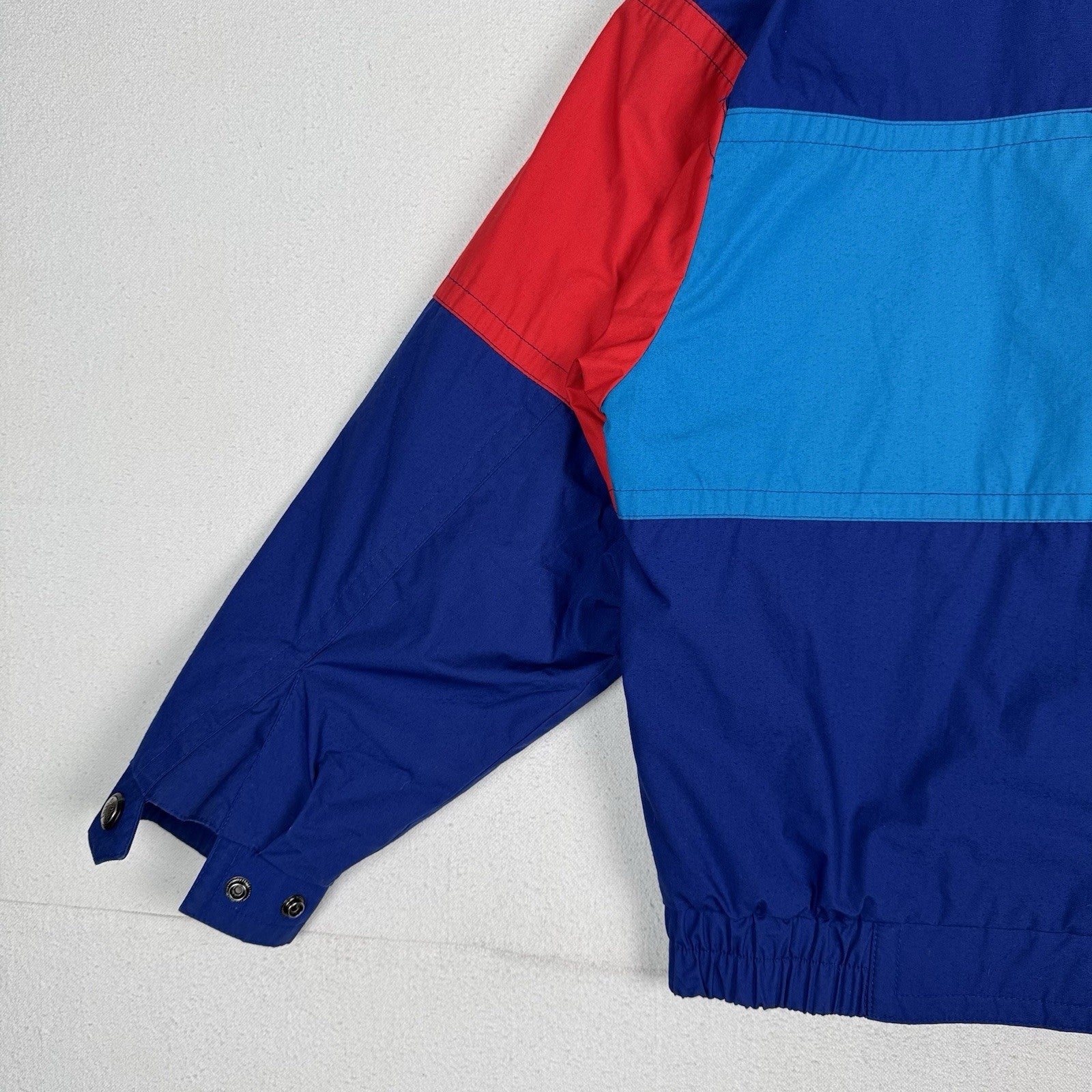 Vtg 90’s London Fog Blue Color Block Wind Jacket Nautical Stowaway Hood Men’s M