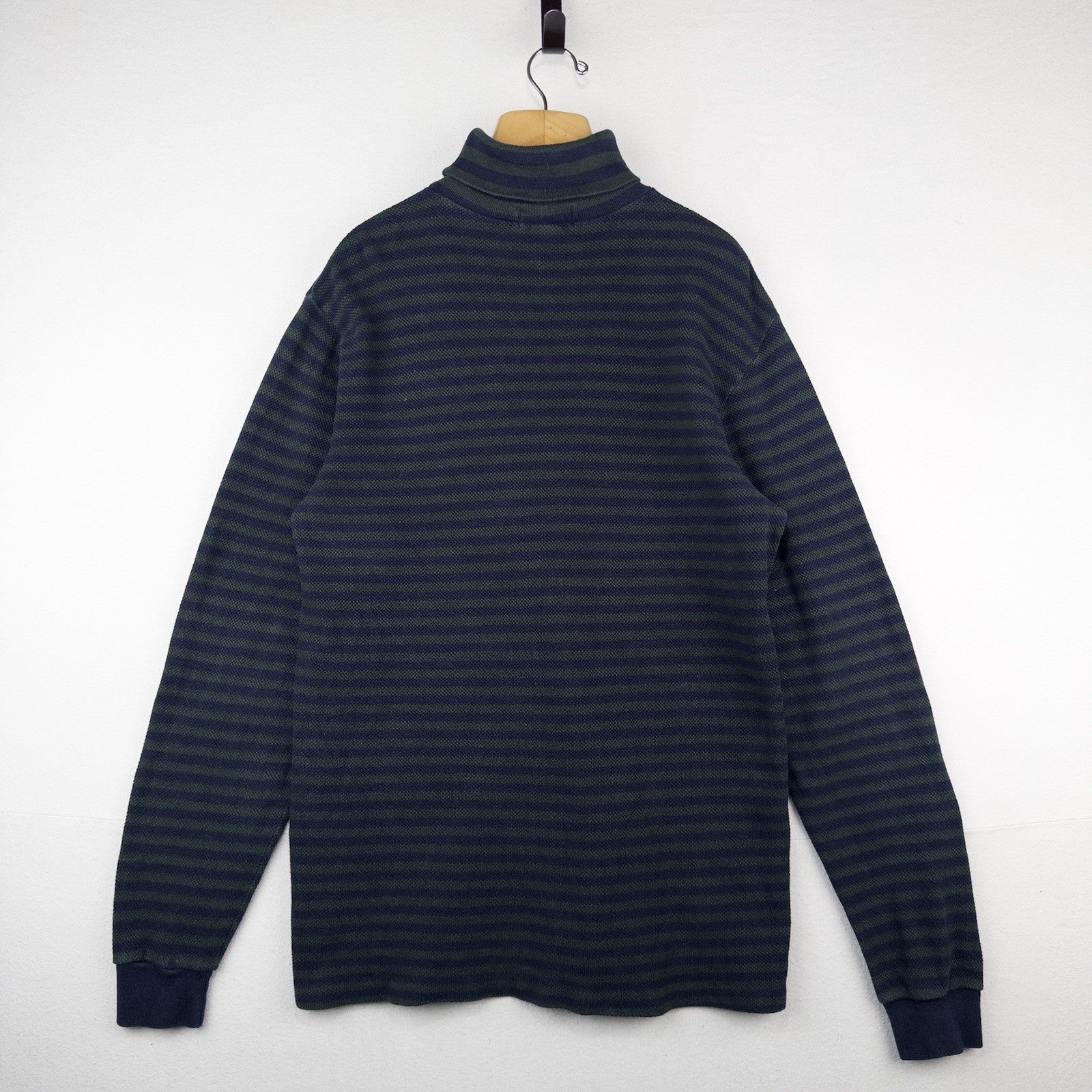 80’s Vtg Polo Ralph Lauren Men’s L Waffle Knit Stripe Turtleneck Made In USA