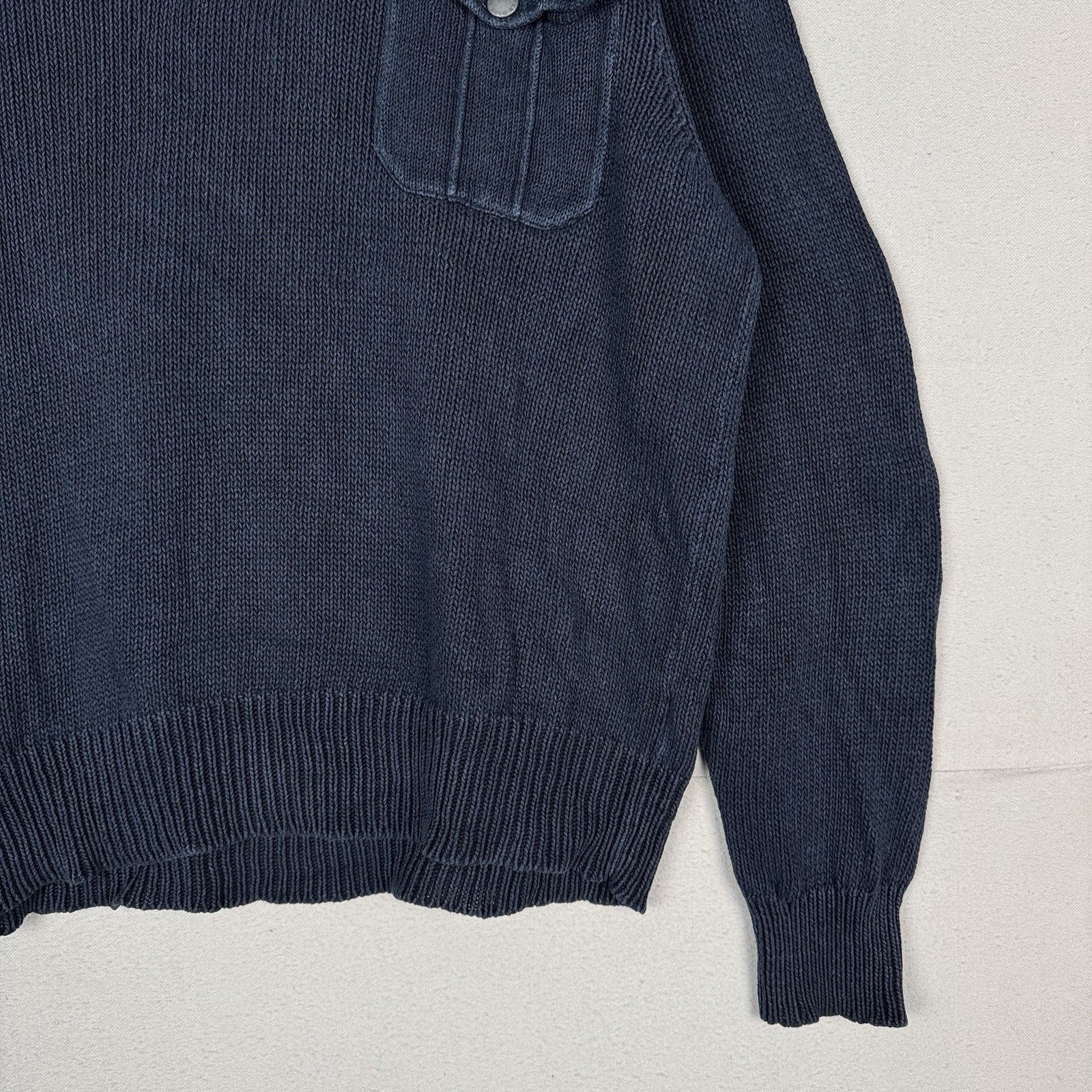 Vintage Polo Ralph Lauren Shawl Collar Sweater Men’s XL Blue Linen Cotton Blend