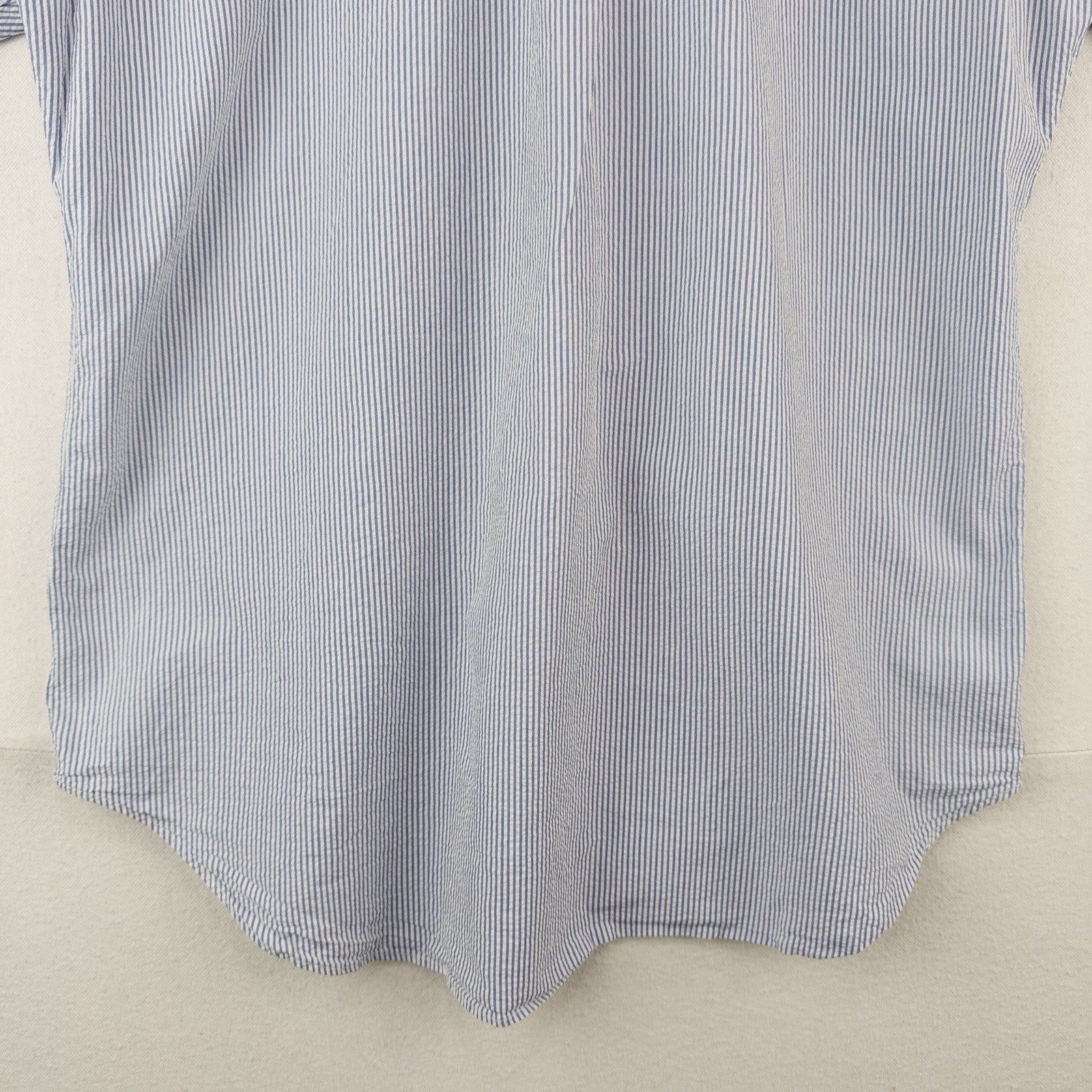 90’s Ralph Lauren Seersucker Short Sleeve Shirt Men's L Blue White Classic Fit