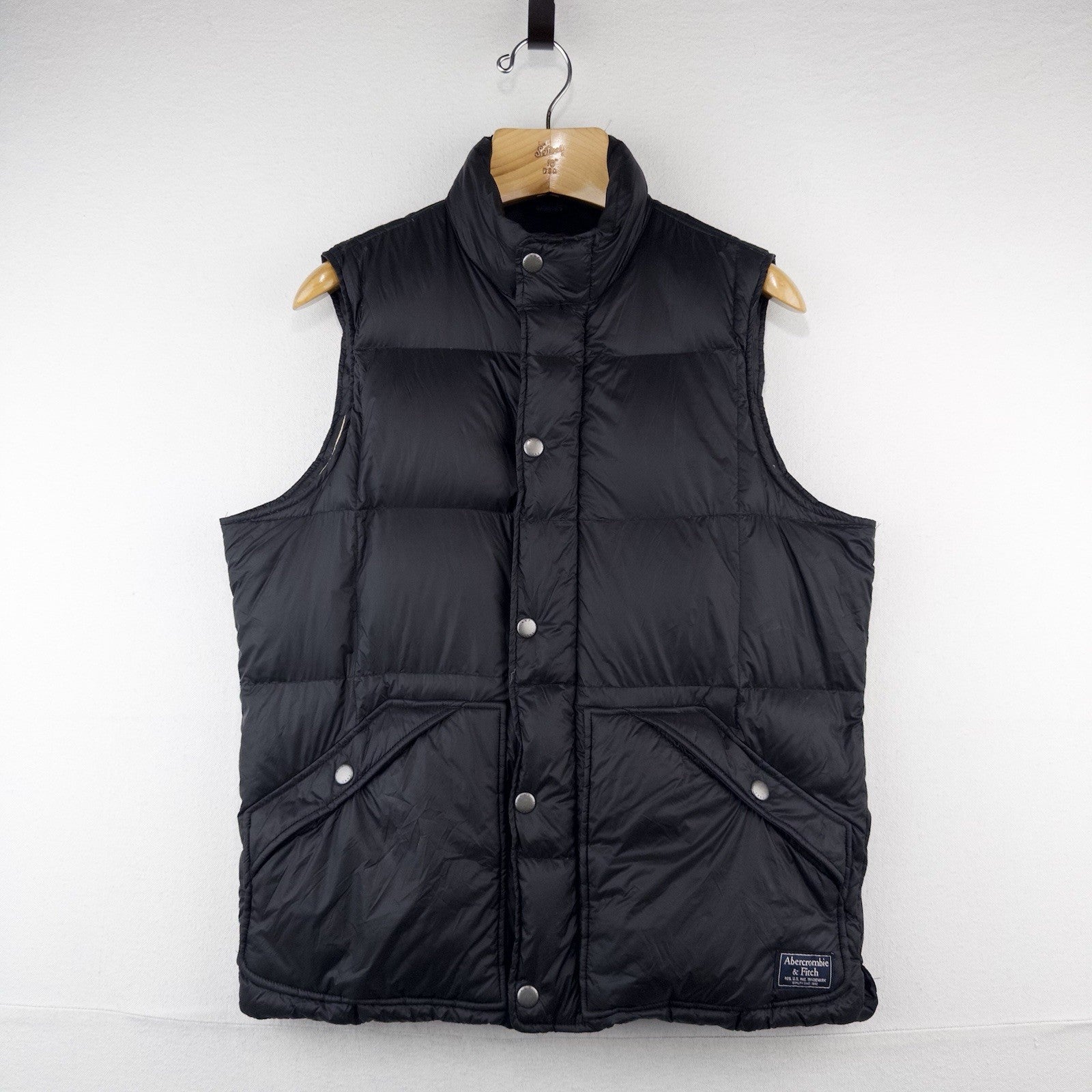 Vintage Abercrombie Fitch Mens M Puffer Vest Black 600 Fill Power Down