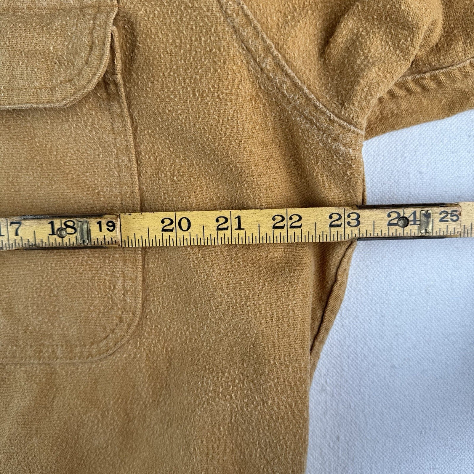 80’s Vtg OshKosh Bgosh Shirt Mens L Camel Tan Chamois Flannel Button USA Made