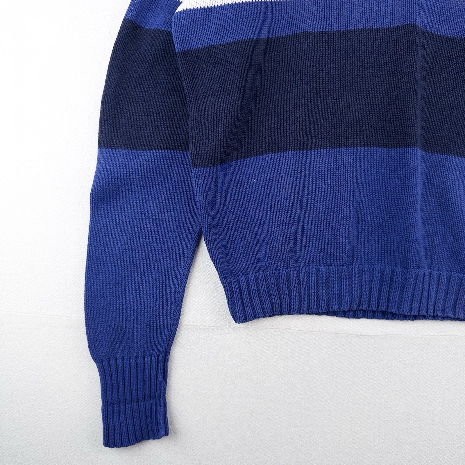 90’s Vtg Polo Ralph Lauren Red White Blue Striped Knitted Sweater Men’s L *Read
