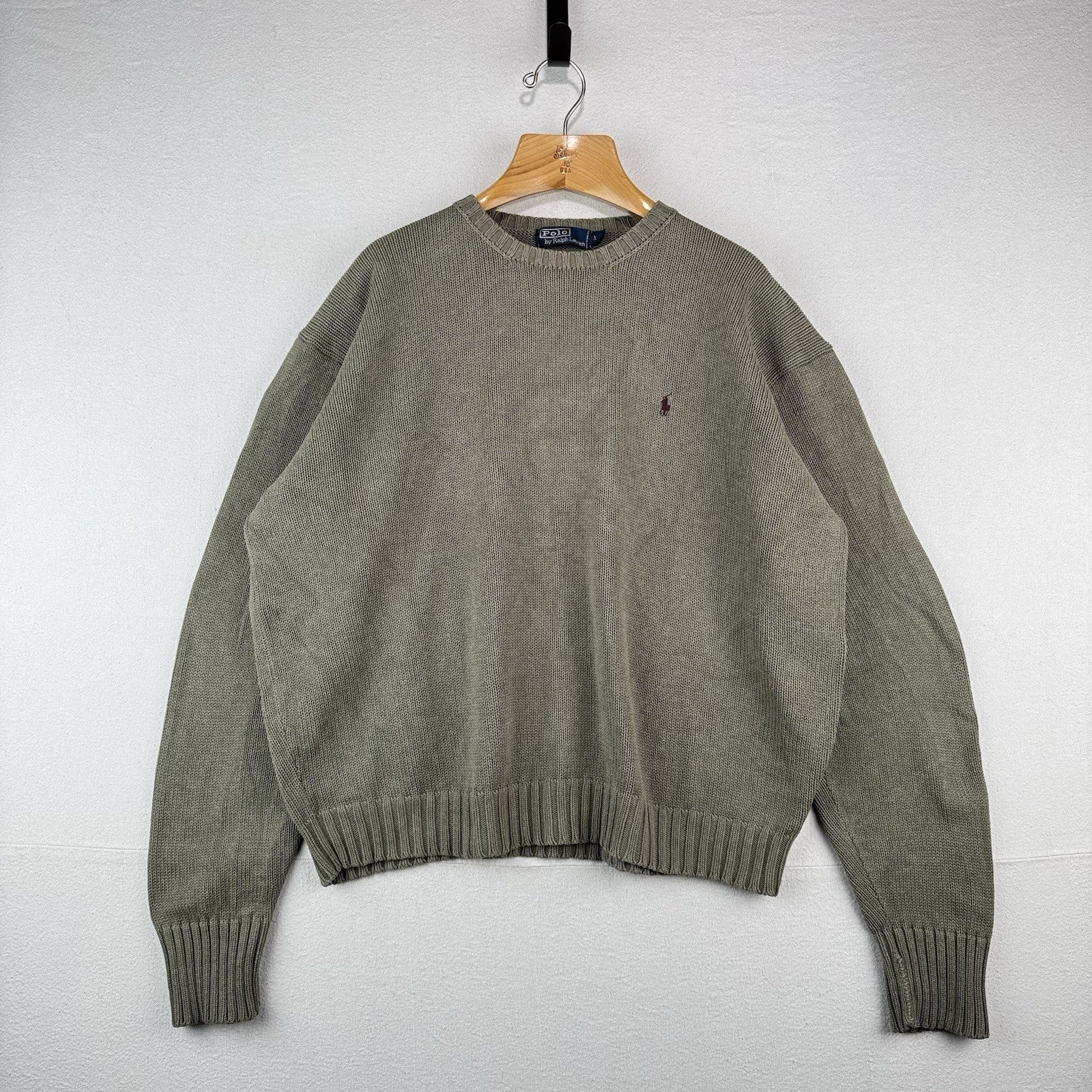 90s Vintage Polo Ralph Lauren Men’s 2XL Olive Marled Knit Sweater 100% Cotton