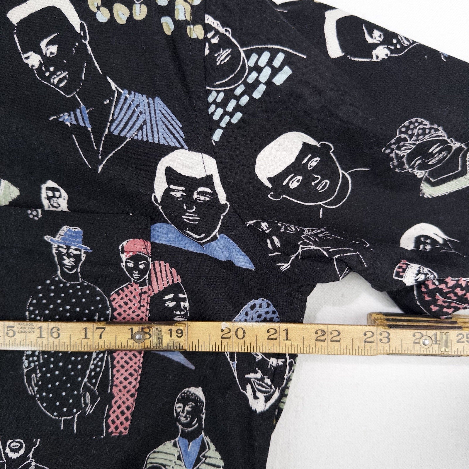 Hand Drawn People Face Illustrated All Over Print Short Sleeve Buttonup Shirt XL