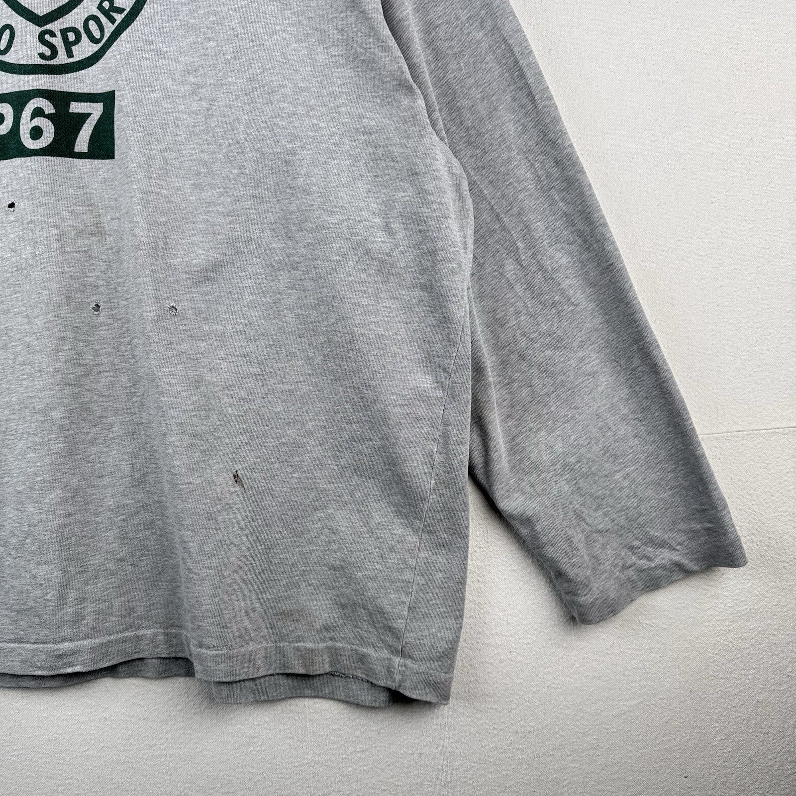 90’s Vtg Polo Ralph Lauren Hockey Gray Jersey Sweatshirt Mens 2XL *Distressed