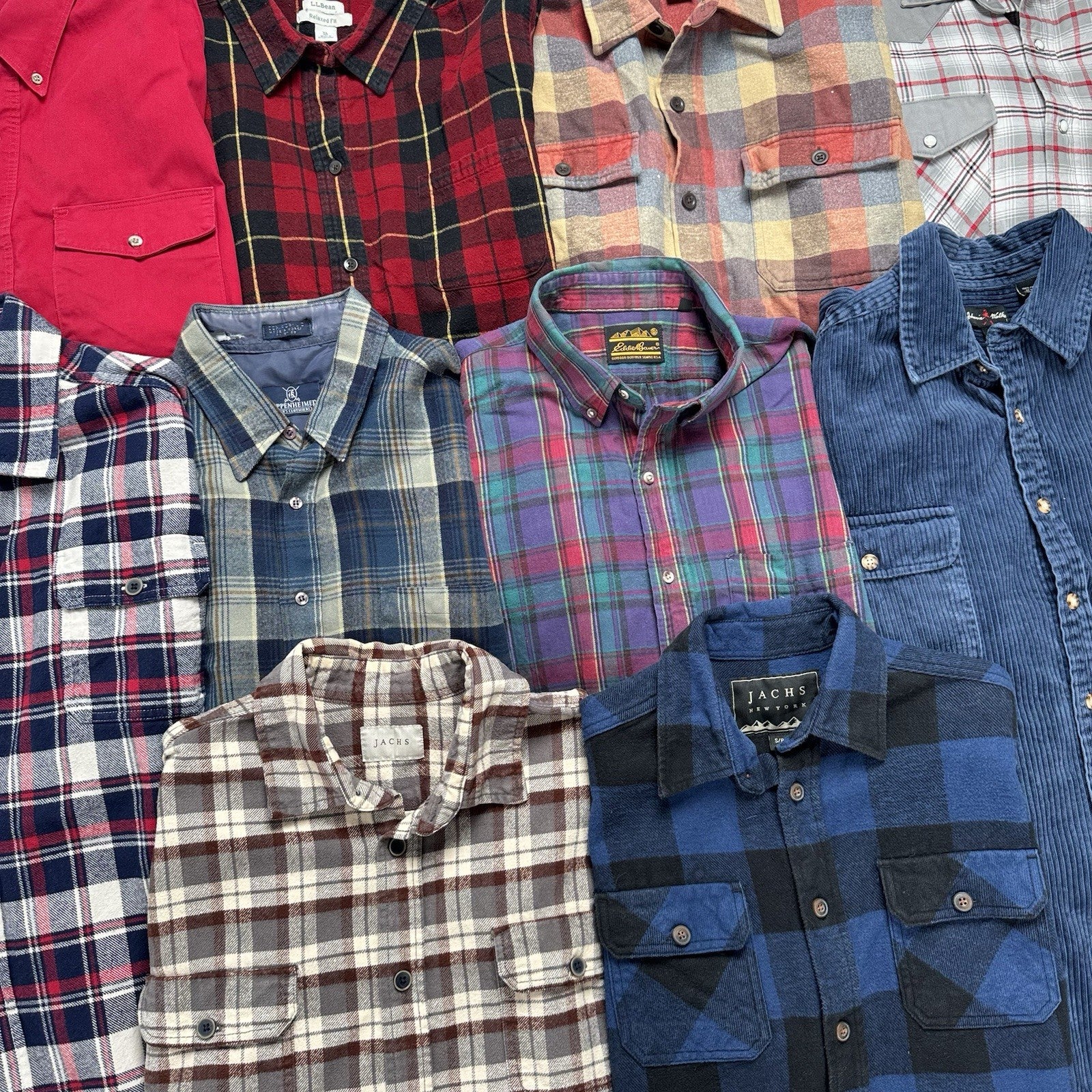 Lot of 10 Vintage Flannel (x7),Western (x2),Cord(x1) Long Sleeve Shirts S,M,L,XL