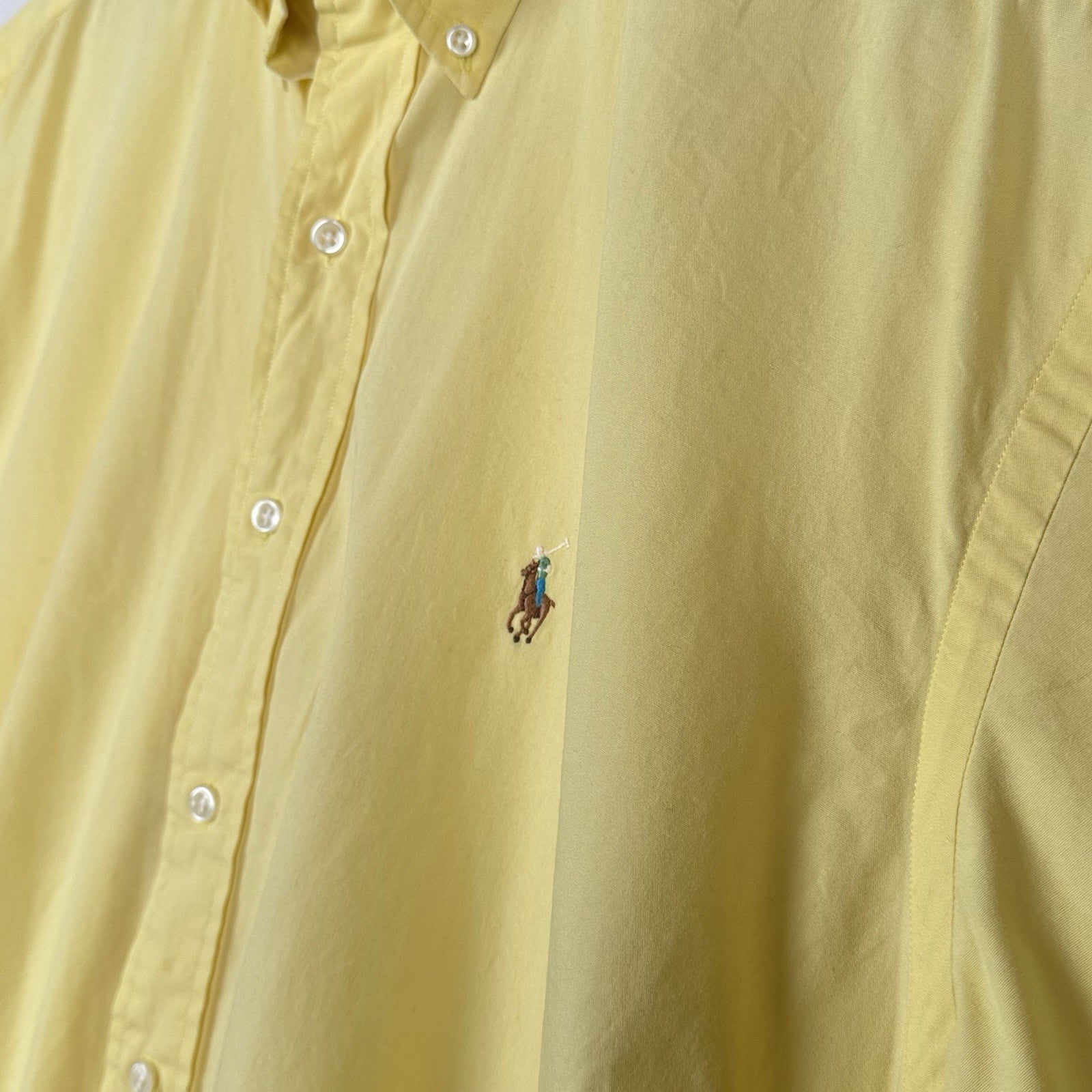 Vintage Polo Ralph Lauren Men’s Blake Short Sleeve Button Up Yellow Shirt Sz L