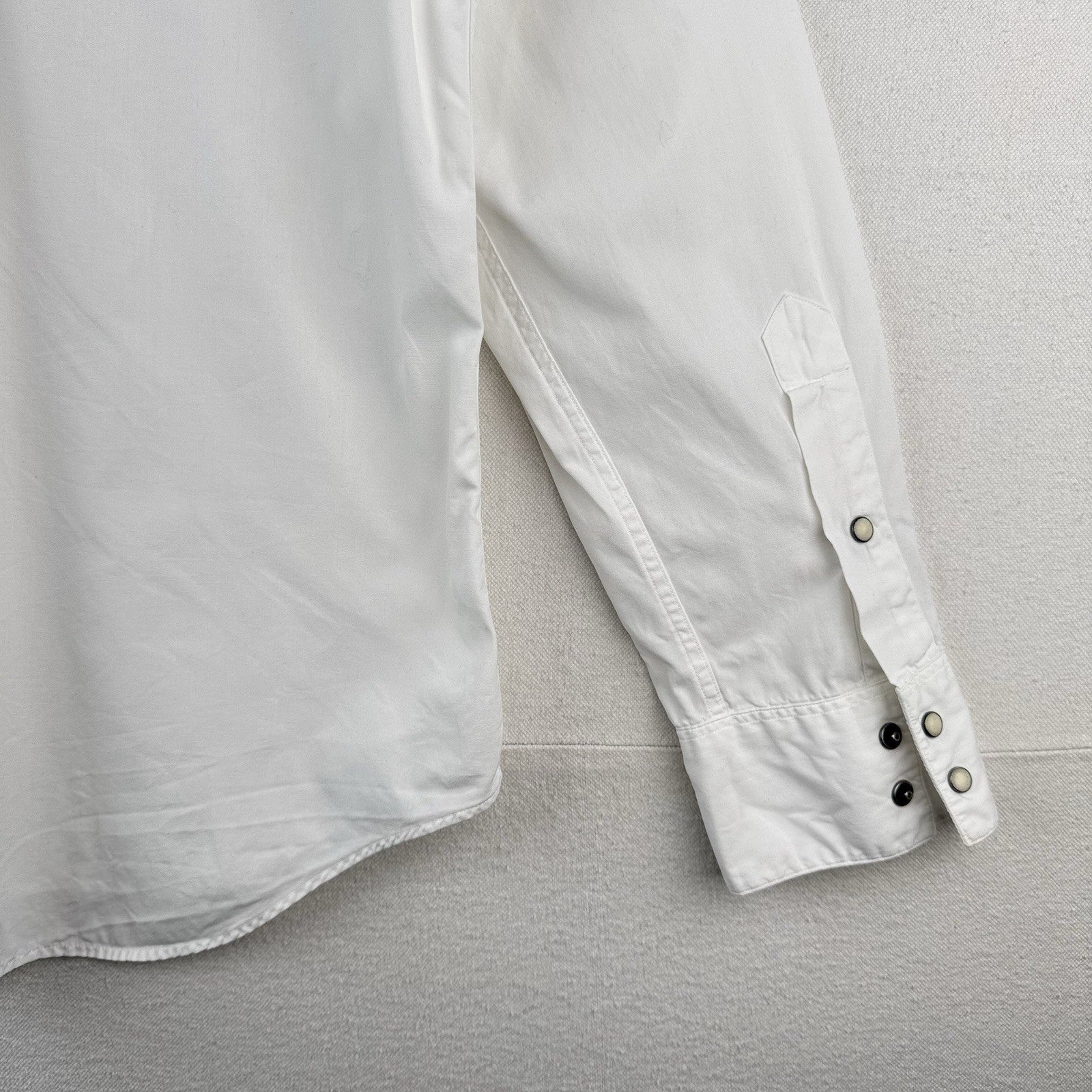 90’s Vintage Polo Ralph Lauren Mens L Western Classic Fit Pearl Snap Shirt Ivory