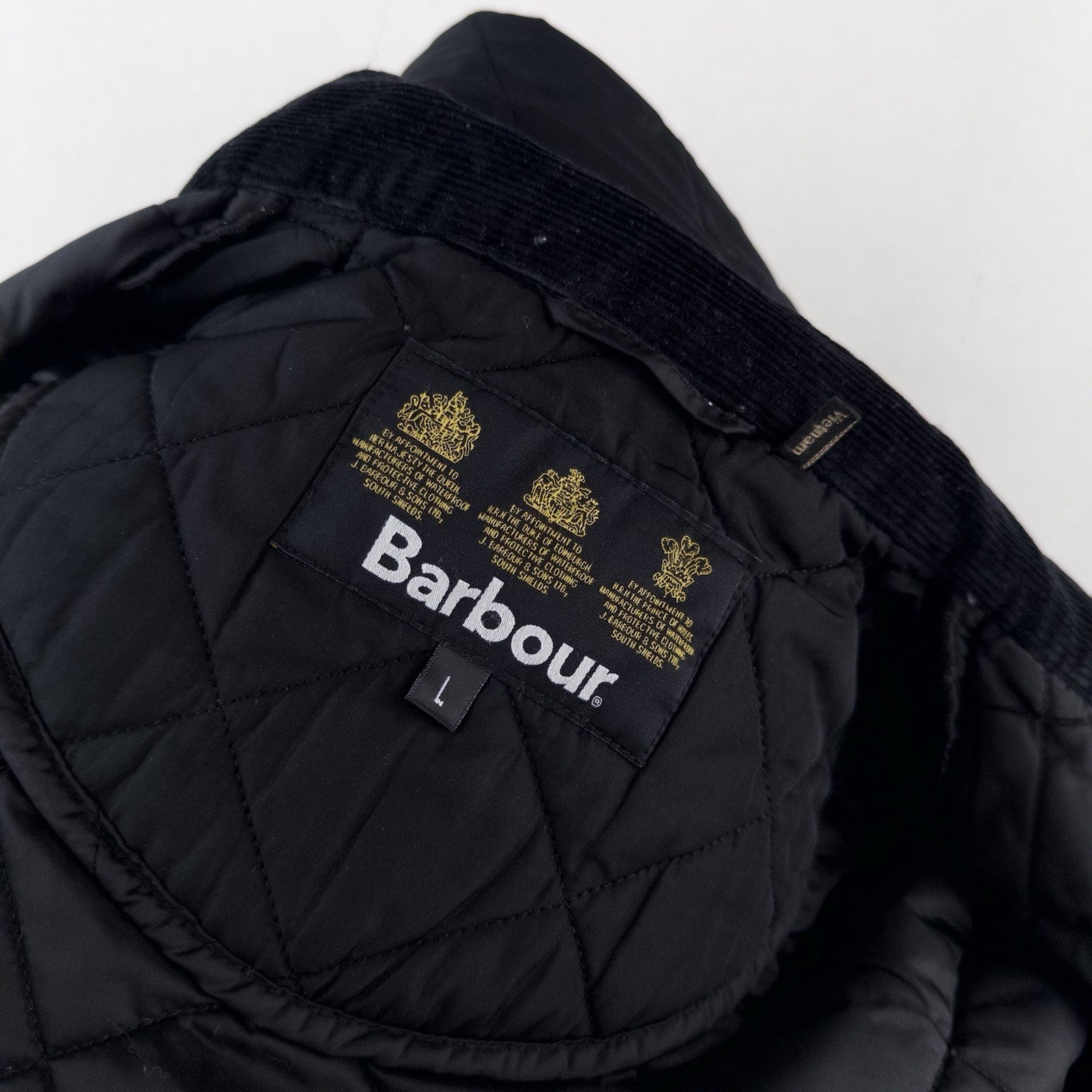 Barbour Men's L Chelsea SportsQuilt Black Quilted Jacket Chore Car Coat *Read