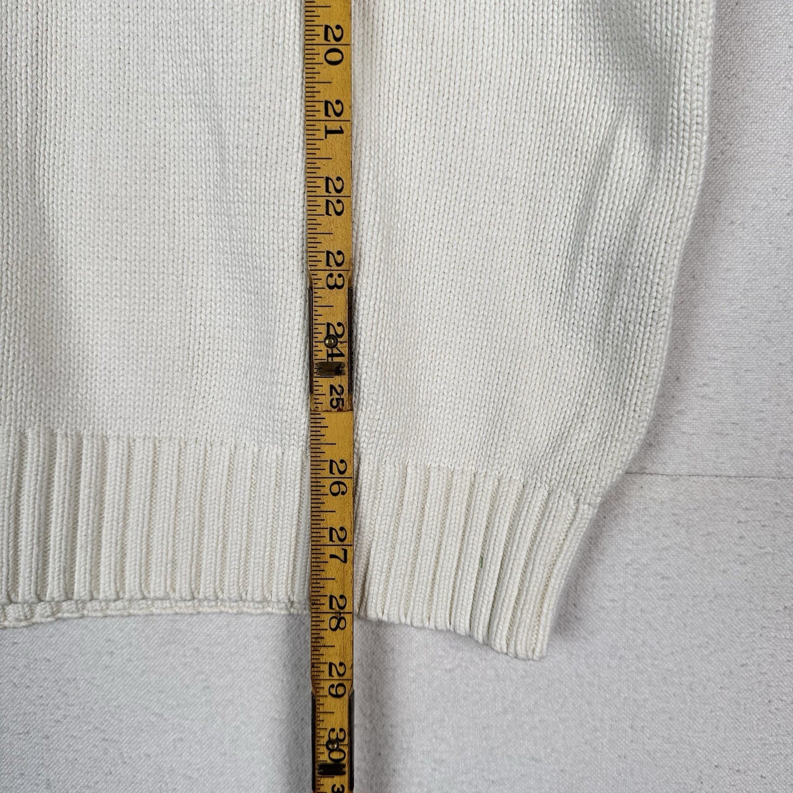 Vintage Tommy Hilfiger Men's Knit Cotton Crewneck Sweater Large White