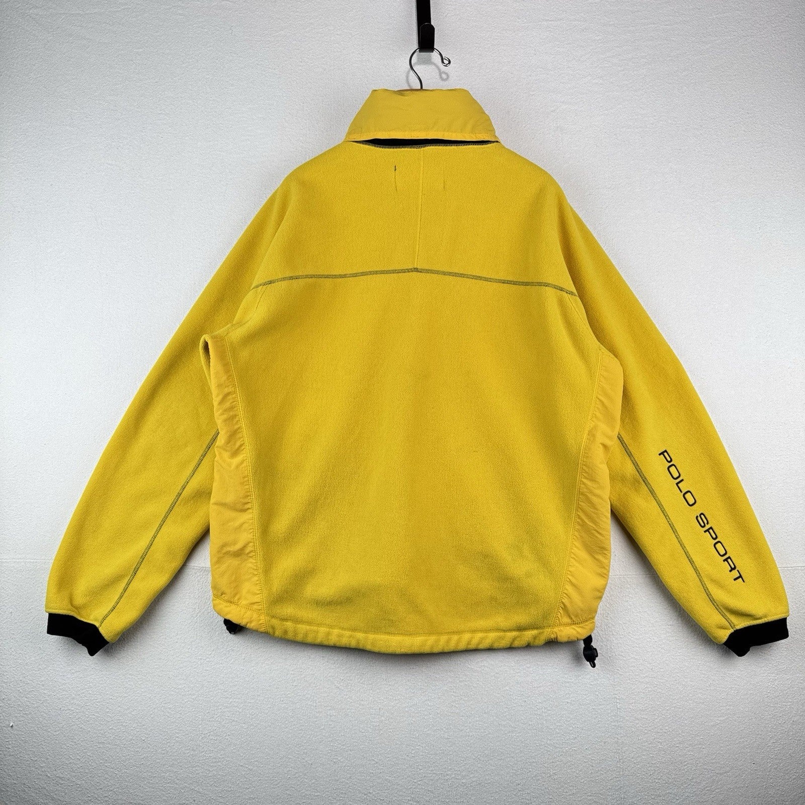 90’s Vtg Polo Sport Ralph Lauren Yellow Fleece Full Zip Jacket Mens XL Hood