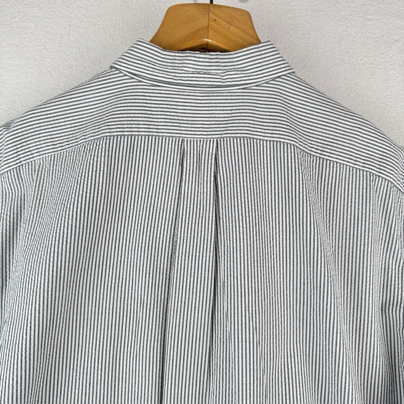 Vtg Ralph Lauren Seersucker Men’s 2XL Blake Short Sleeve Button Shirt Gray White