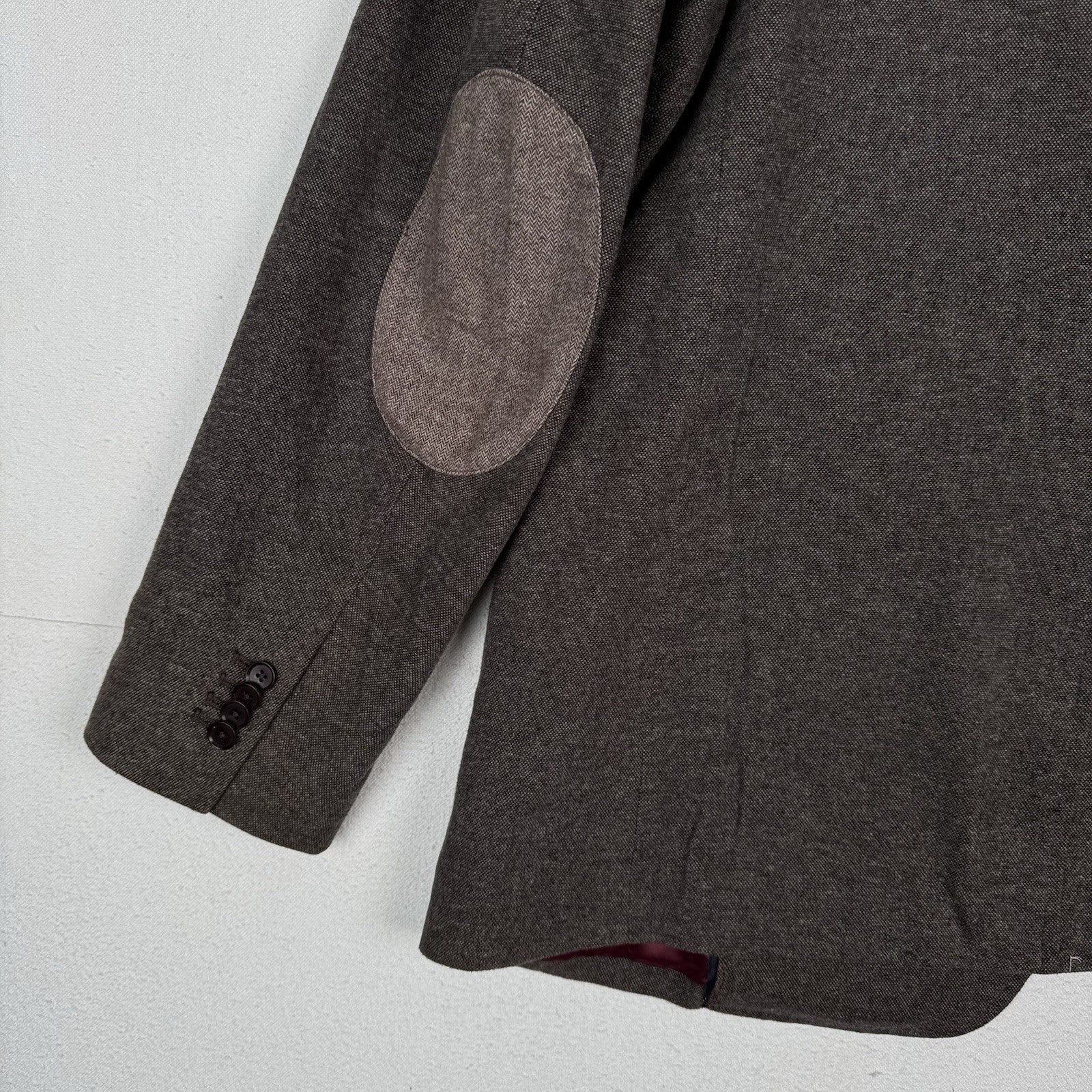 Banana Republic Mens Tailored Fit 48L Brown Textured Weave Italian Elbow Patches