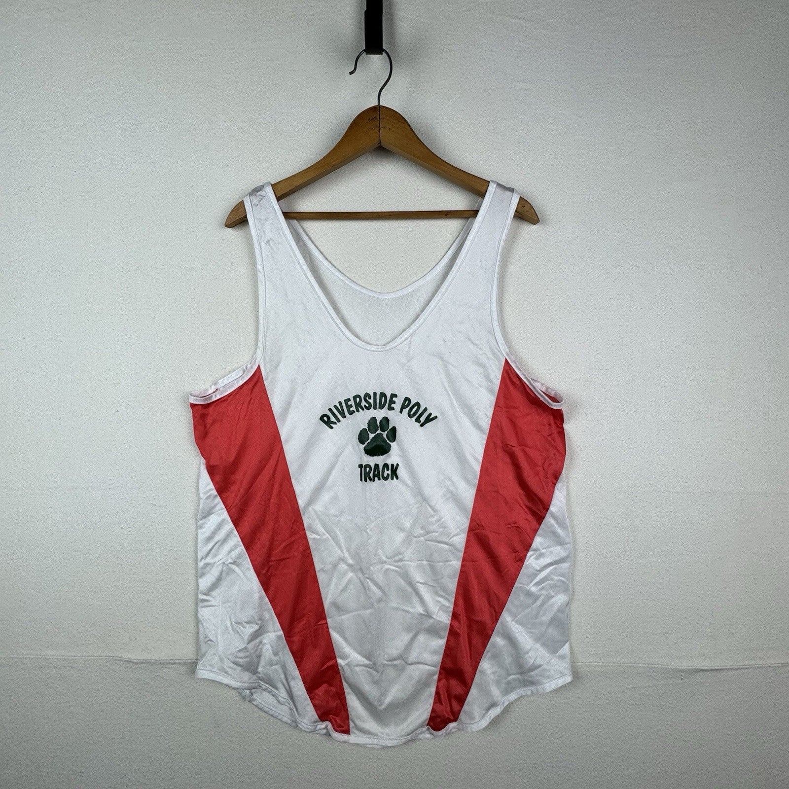 Vtg Riverside Poly High School CA Track Jersey Tank Top Made In USA White Orange