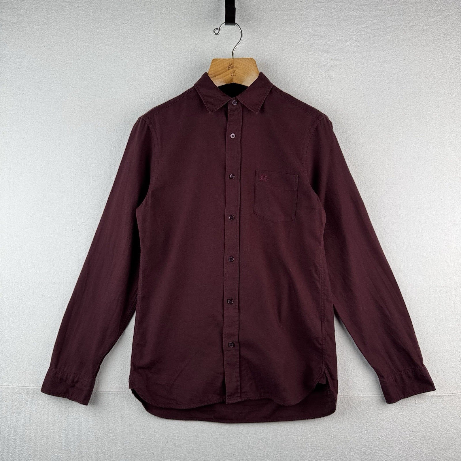 Burberry London Shirt Mens Small Wine Red Button Down Long Sleeve