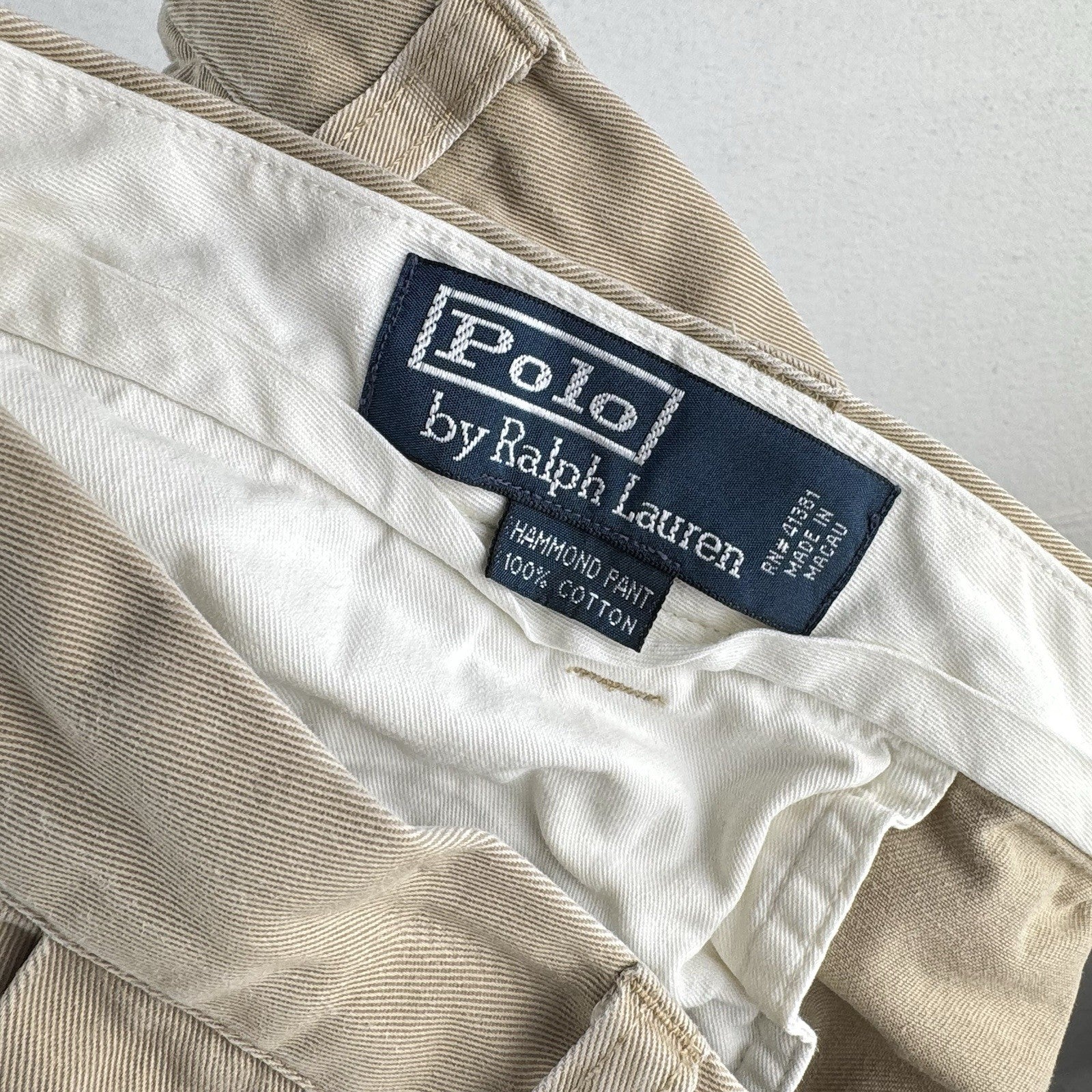 Vtg Polo Ralph Lauren Mens Hammond Pant Pleated Front Classic Chino Fits 38x31