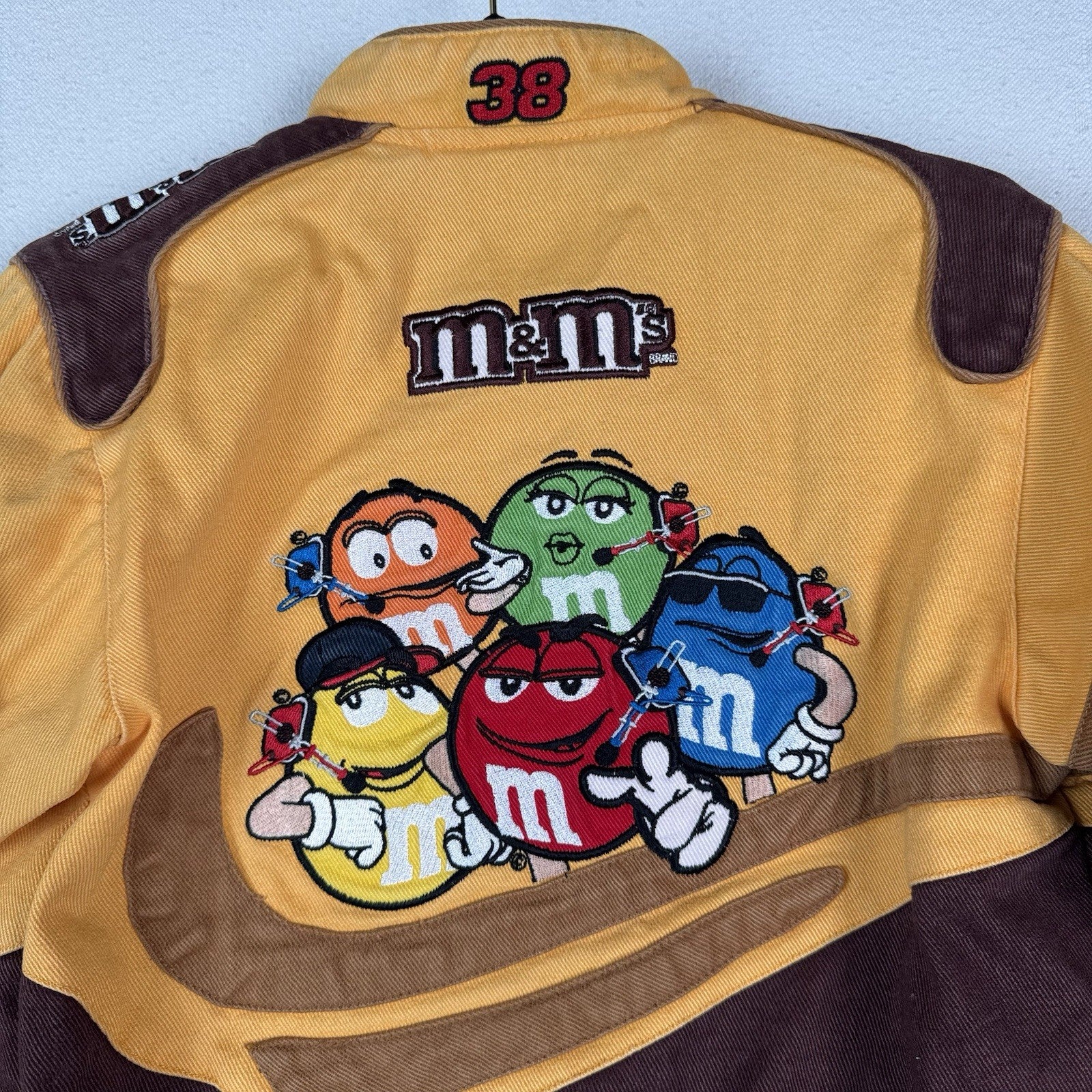 Vintage M&M NASCAR Jacket Elliot Sadler Kids 4T JH Design Yellow Racing Read*