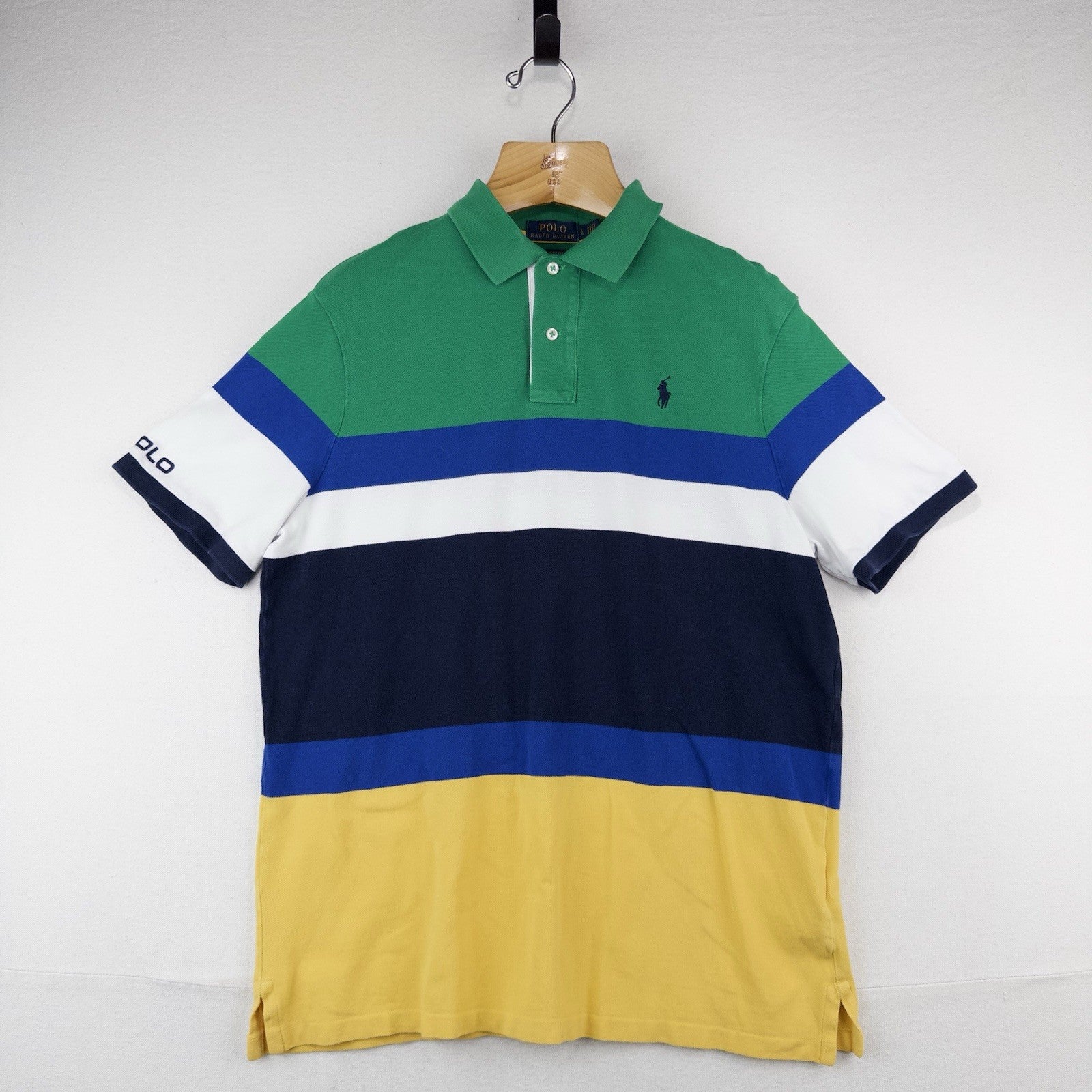 Polo Ralph Lauren Polo Shirt Men’s L Classic Fit Logo Mesh Striped Colorblock