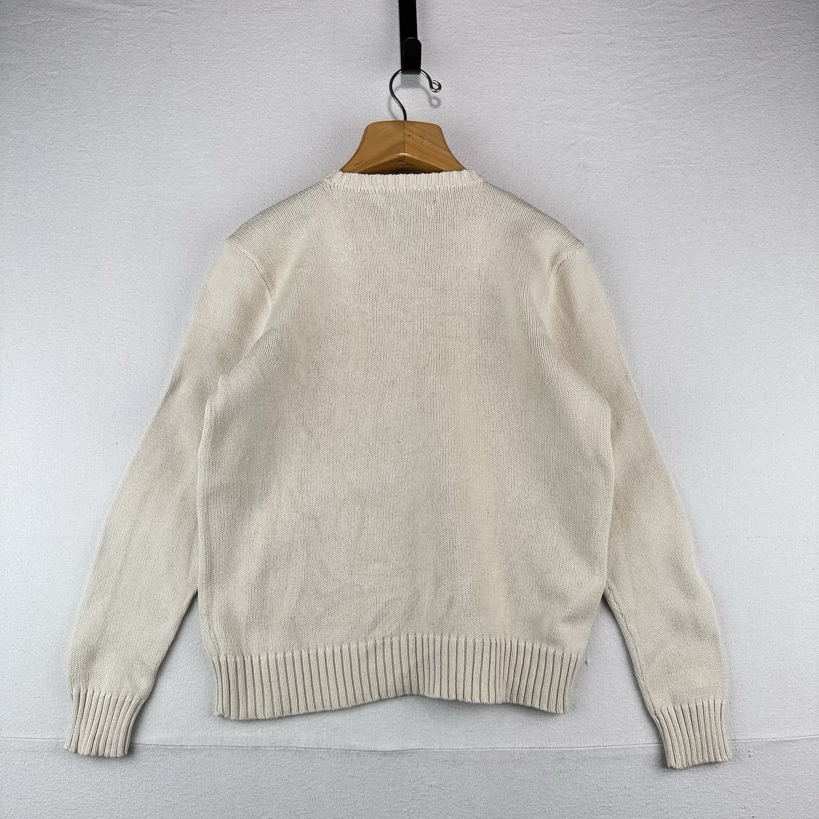 90's Vintage Polo Ralph Lauren Sweater Men's M Cream Beige Pima Cotton Crewneck