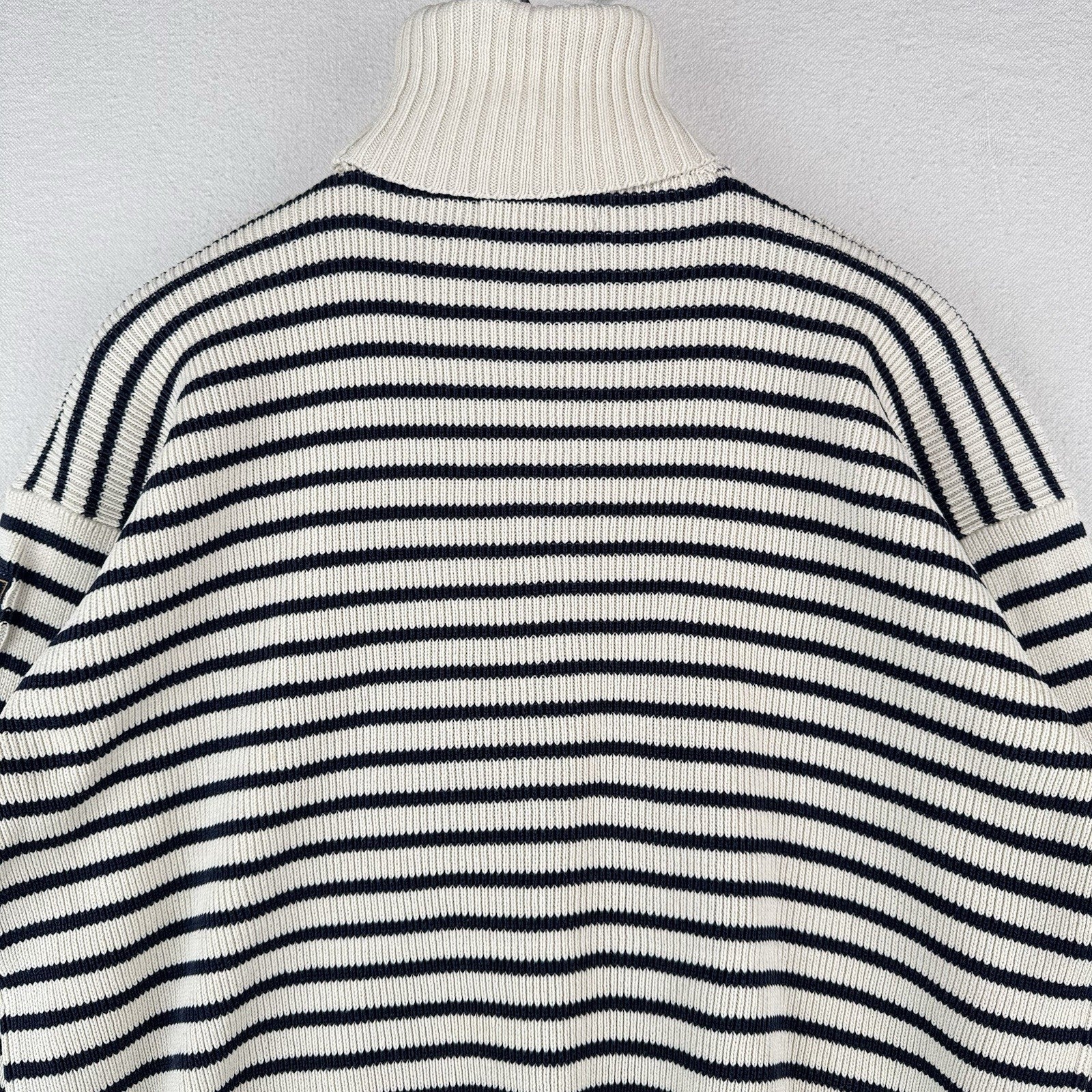 Ralph Lauren Nautical Striped Turtleneck Sweater Navy Blue White Women’s Medium
